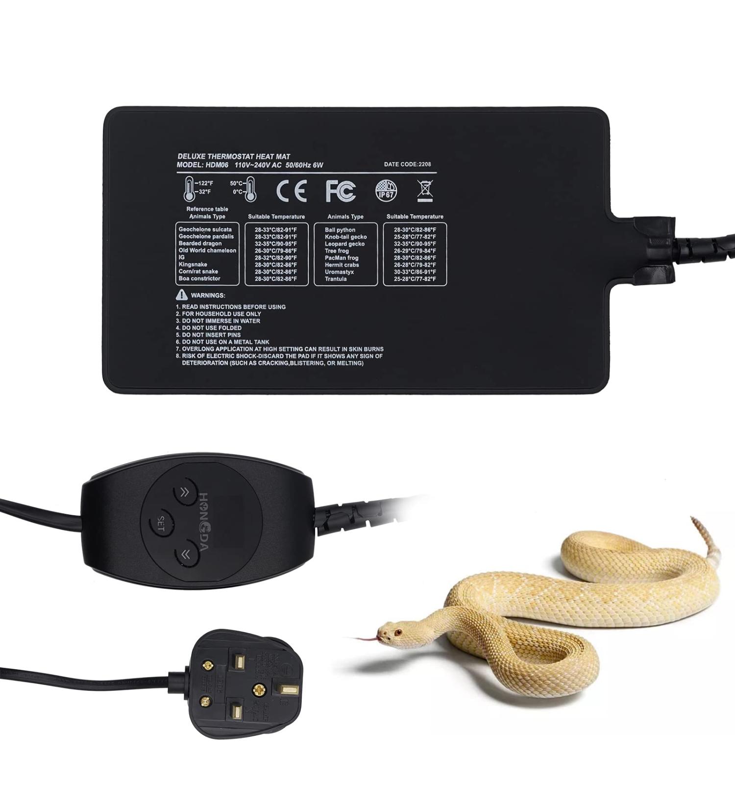 Reptile Heat Pad 6W Under Tank Terrarium Warmer Heating Mat and Digital Thermostat Controller for Turtles Lizards Frogs and Other Small Animals Multi Sizes - Buy Online on GoSupps.com