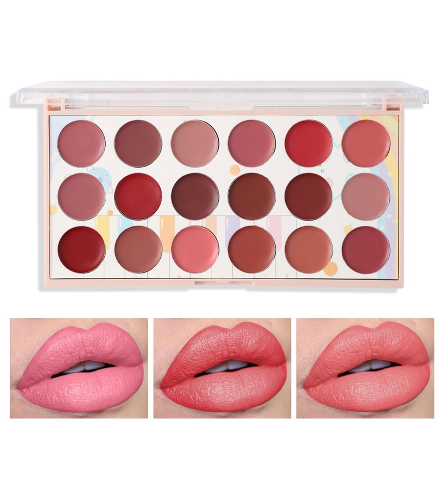  Mimoqk Women's lip palette lip cream palette 18-color lipstick palette moisturizing lip palette anti-perspirant lip cream vibrant lip colors lip cream - Buy Online on GoSupps.com