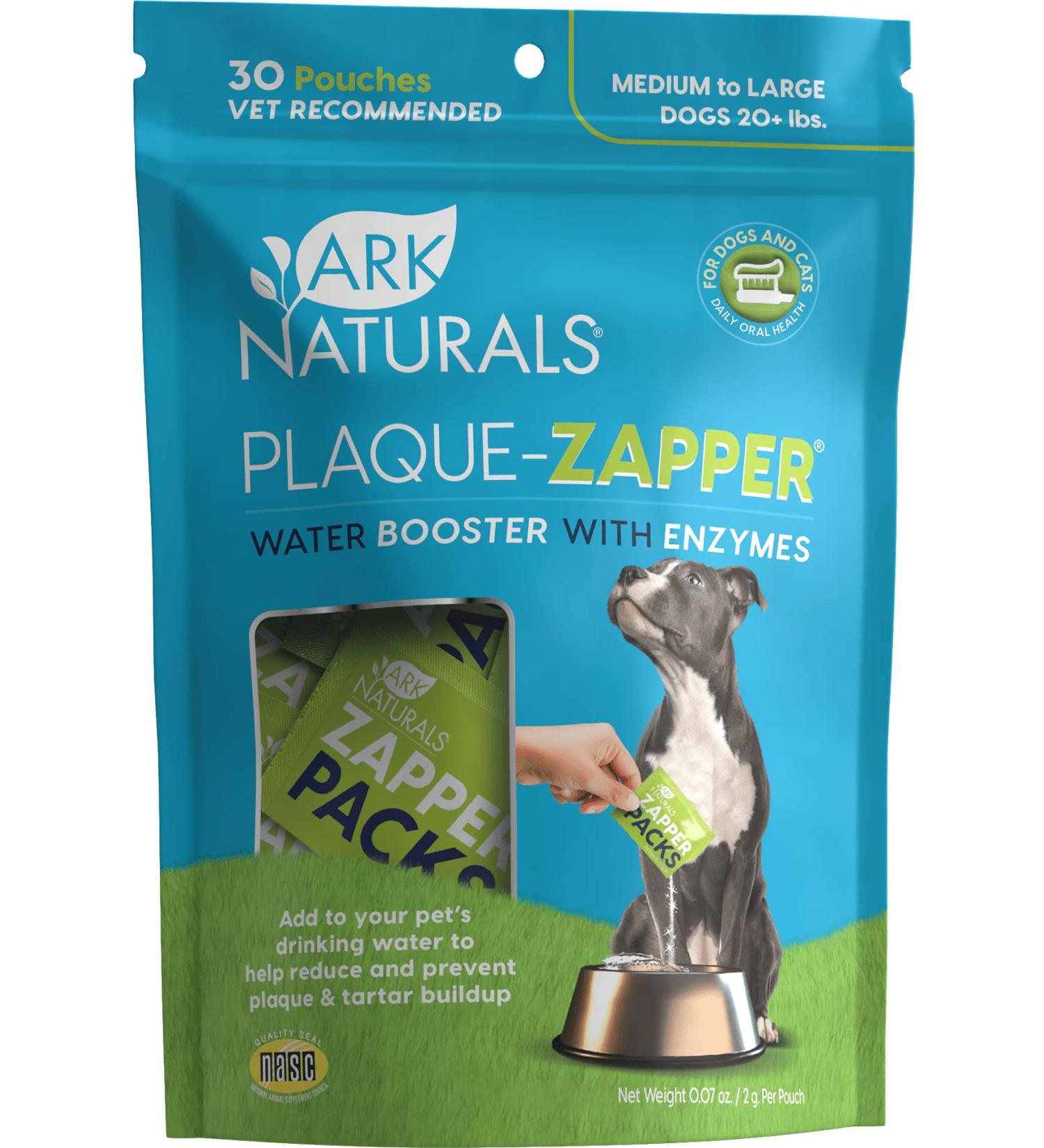 ARK NATURALS Plaque Zapper, Tasteless Water Fizzy for Cats and Dogs, Reduces Bad Breath, Plaque and Tartar Medium & Large Breeds