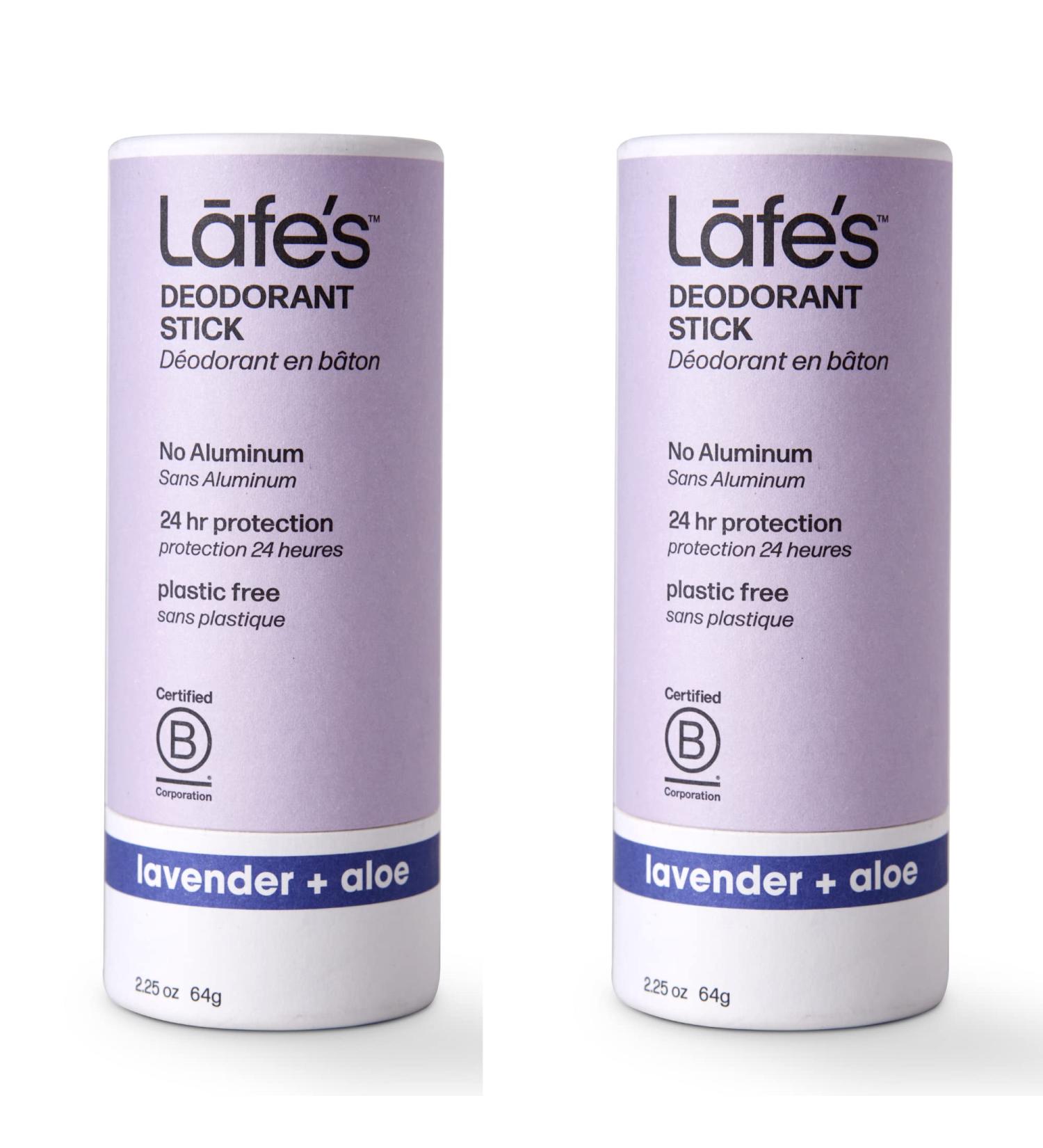 Lafe's Natural Deodorant | 2-Pack 2.25oz Plastic Free Natural Deodorant Stick in Paper Packaging | Aluminum Paraben and Baking Soda Free with 24-Hour Protection (2-Pack Lavender & Aloe) Lavender & Aloe 1 Count (Pack of 2) - Buy Online on GoSupps.com