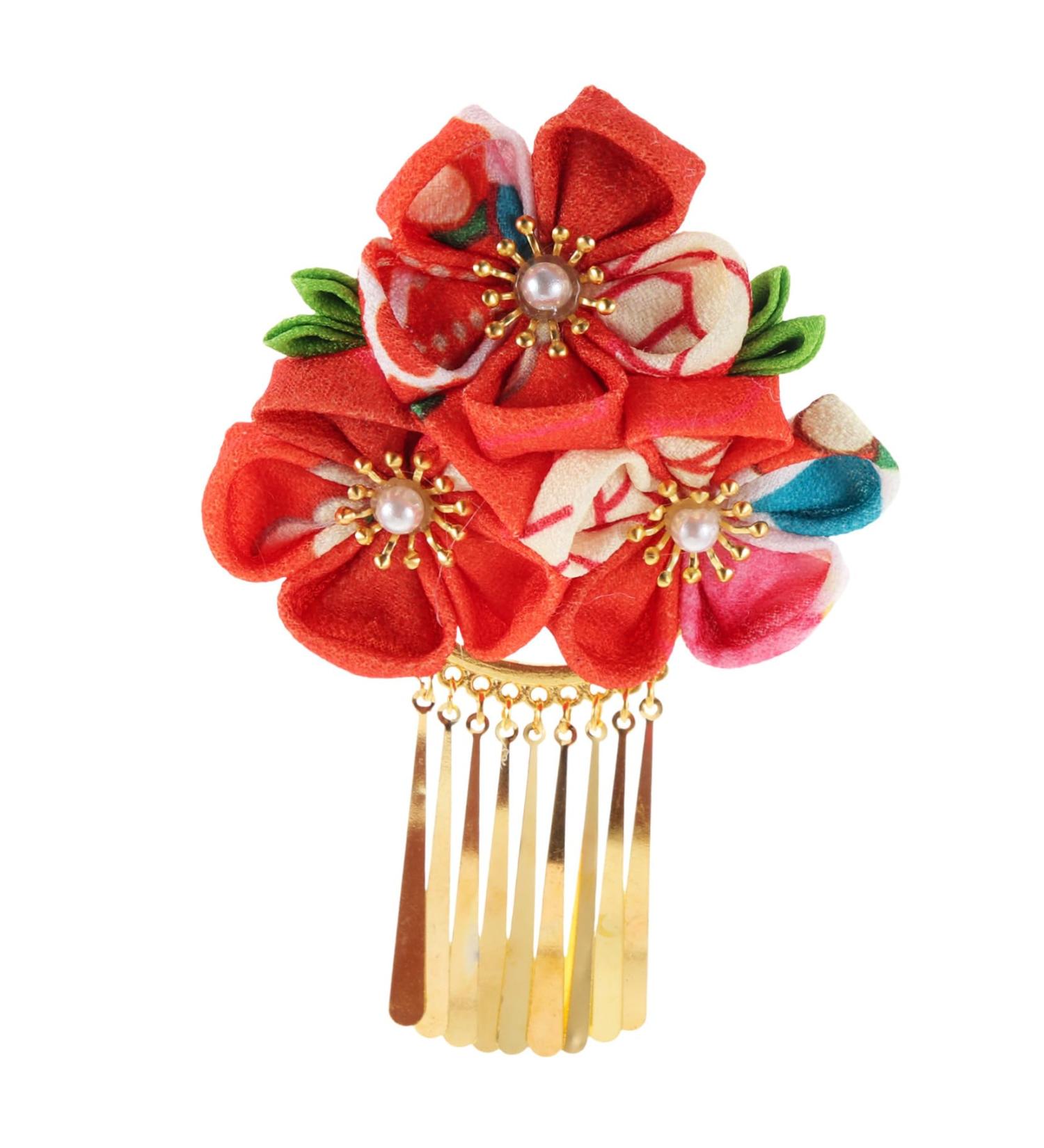 FOMIYES Hair Jewelry Kimono Floral Barrettes Asian Hair Accessories Hair Grips Flower Hair Clip Fan Tassel Hair Clip Womens Hanfu Hair Accessories Hairpin Hair Piece Bride Chinese Style M Red - Buy Online on GoSupps.com