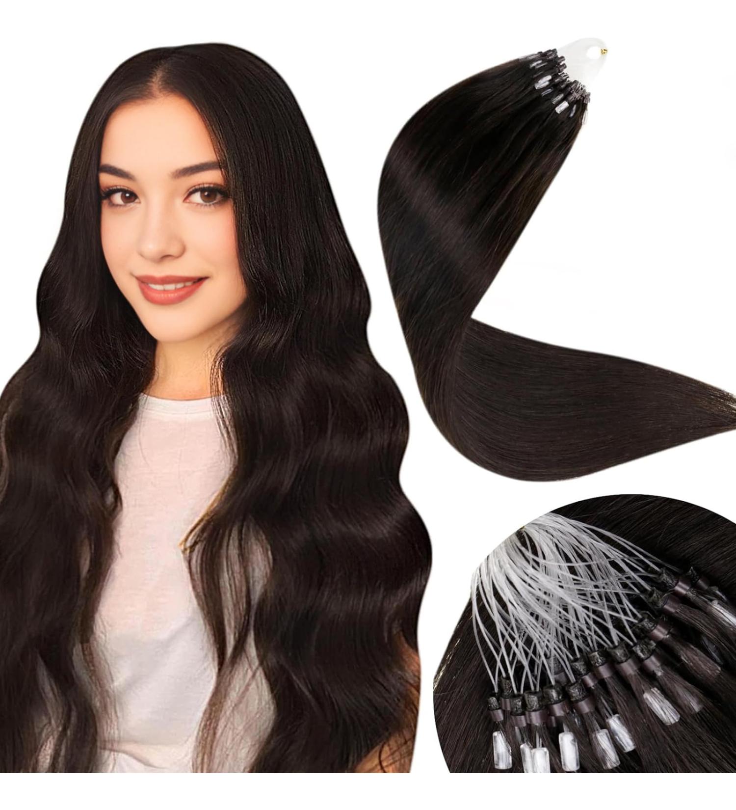 Buy Brown Micro Loop Hair Extensions - Real Remy 1g Microring 55cm Easy Loop Darkest Brown 50g Pre-Bonded - Buy Online on GoSupps.com