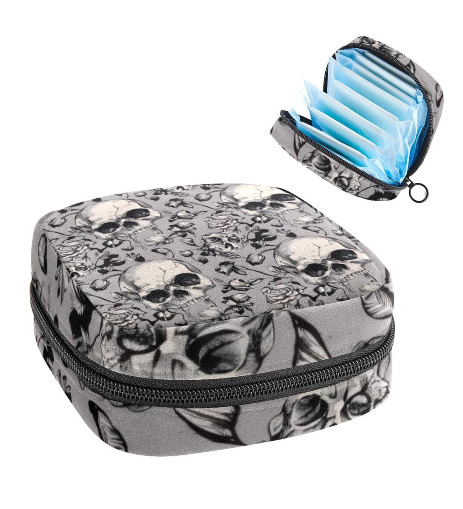 Buy MUOOUM Storage Bag for Women's Bandages & Menstrual Cup - Blue Seahorses & Map Design - Portable & Stylish Storage for Female Menstruation Essentials - Buy Online on GoSupps.com