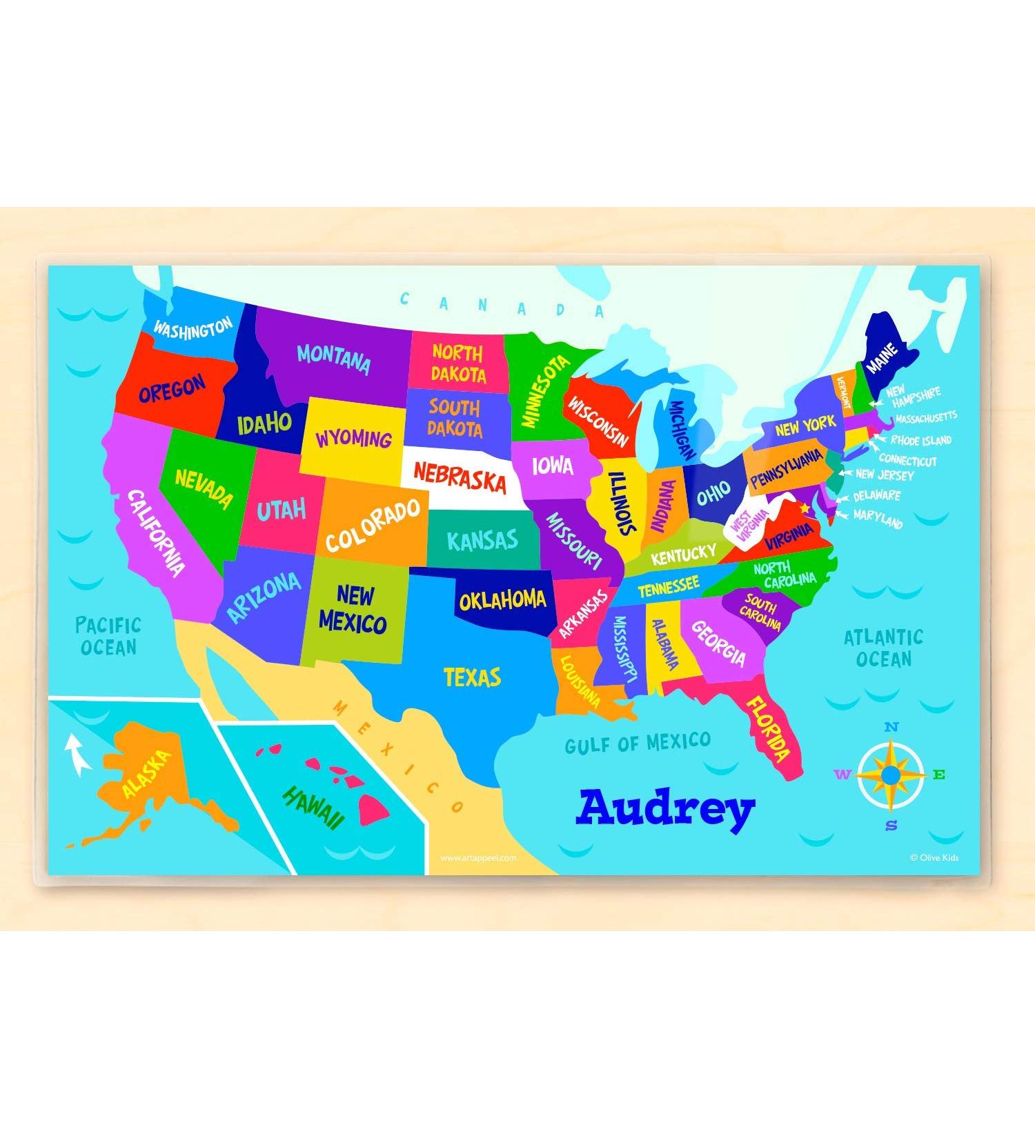 Custom USA Map Placemat - Personalized Kids' Dining Essential - Buy Online on GoSupps.com