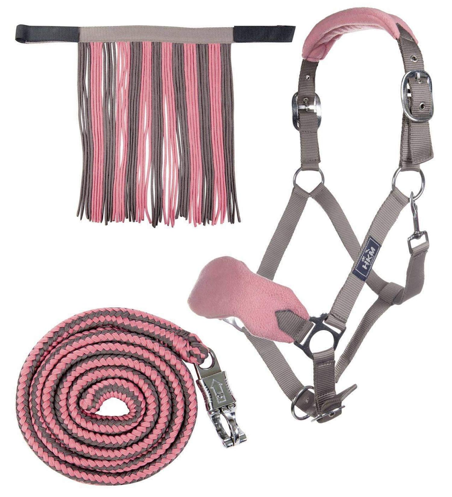 Buy HKM Halter with Rope Panic & Fly Fringes - Mocha/Milky Pink Warmblood - International Shipping Available - Buy Online on GoSupps.com