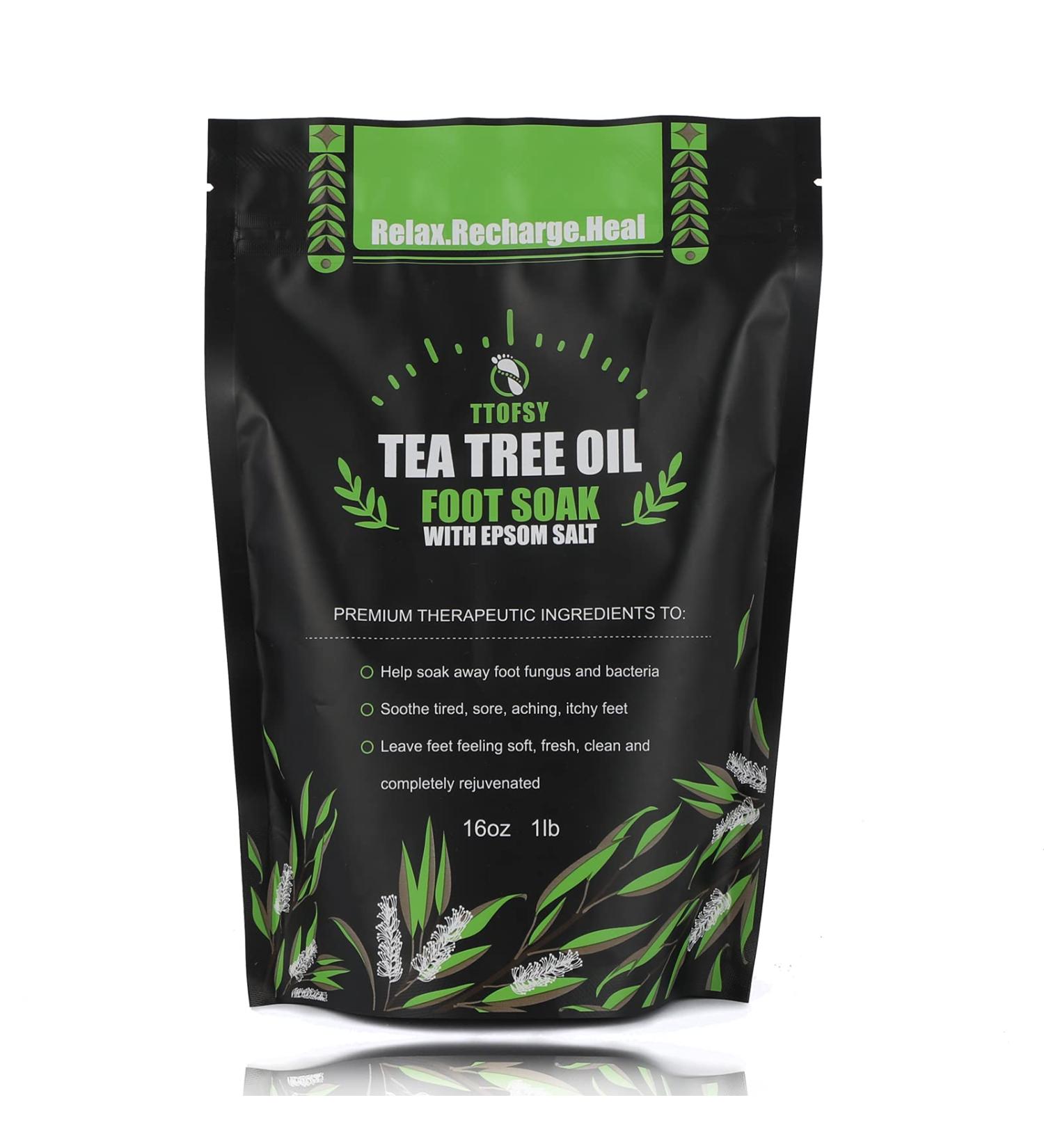 Tea Tree Oil Foot Soak with Epsom Salt - 1 lb | Foot Bath Salts for Toxin Removal, Callus Treatment, Infections, Immunity Boost, Athlete's Foot Relief - Buy Online on GoSupps.com