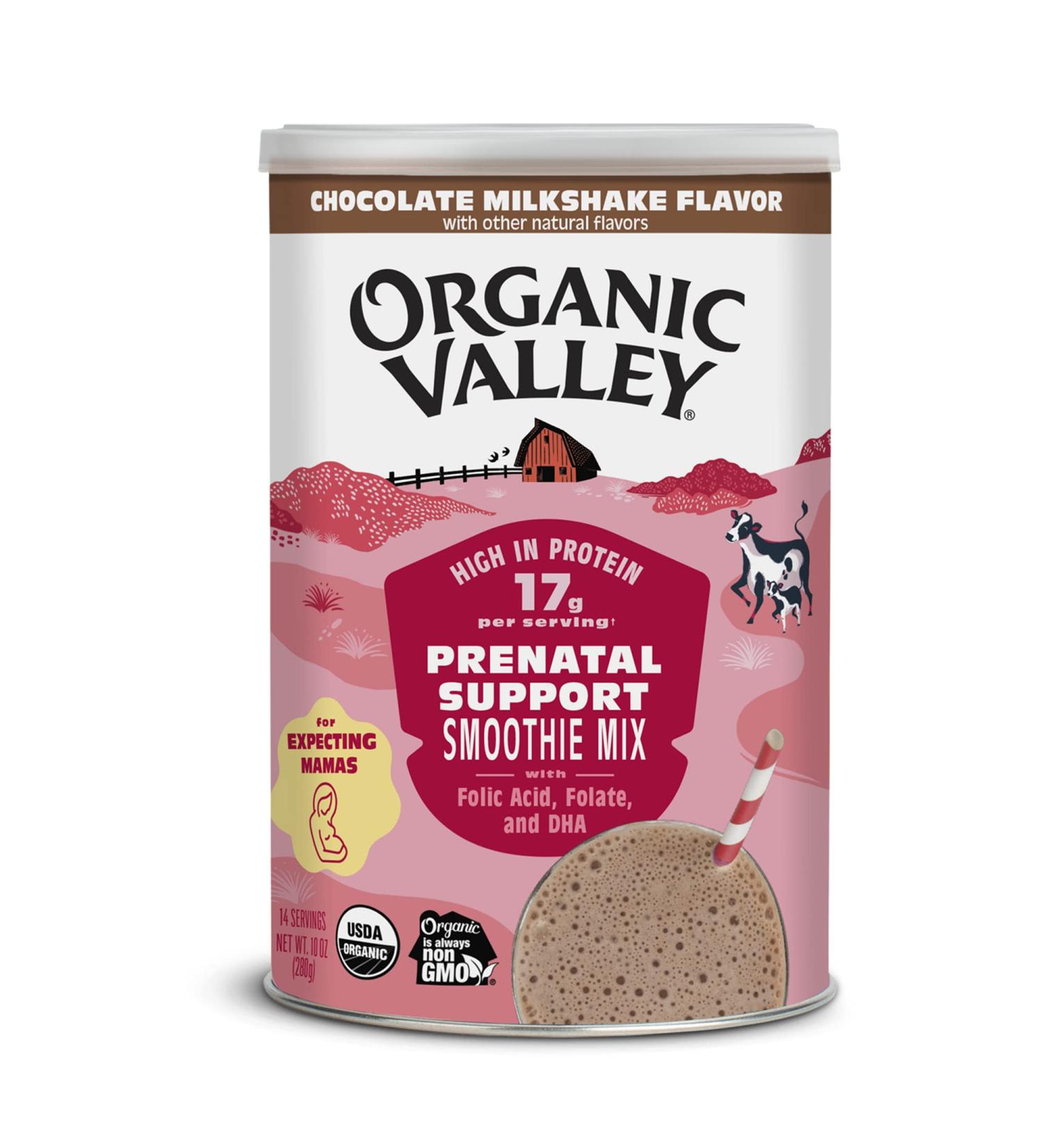 Organic Valley Prenatal Support Chocolate Smoothie Mix 10 oz - Organic Pregnancy Nutrition - Buy Online on GoSupps.com