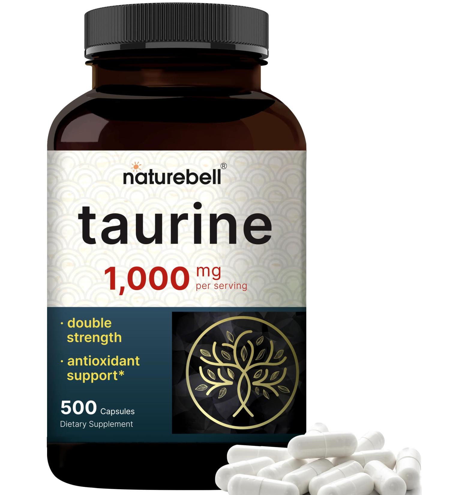 NatureBell Taurine 1,000mg Per Serving 500 Capsules | Essential Amino Acids Supplement Double Strength Antioxidant Support for Heart Muscle Brain & Liver Health Non-GMO Gluten Free Taurine Capsules 500 Count (Pack of 1) - Buy Online on GoSupps.com