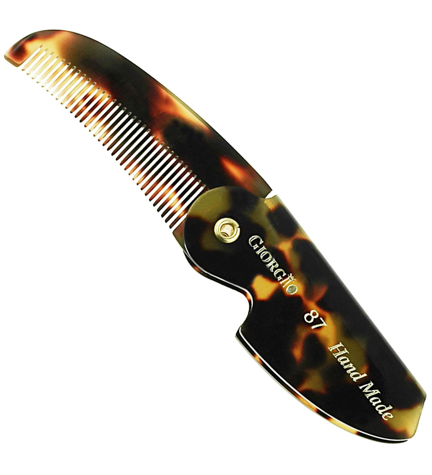 Giorgio G87 4.5 Inch Folding Mustache Comb and Beard Comb - Handmade Saw-cut Pocket Comb for Men - Tokyo 1 Pack - Buy Online on GoSupps.com