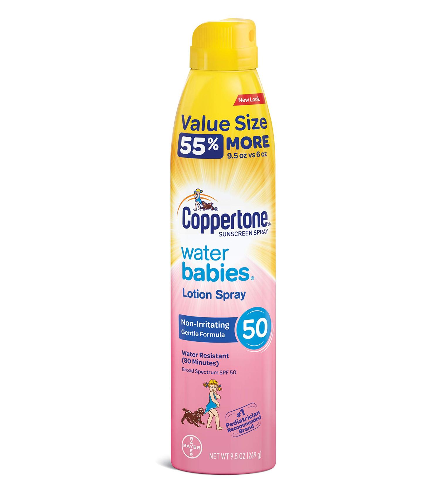 Coppertone Water Babies Spray Lotion 50 SPF 9.5 oz.