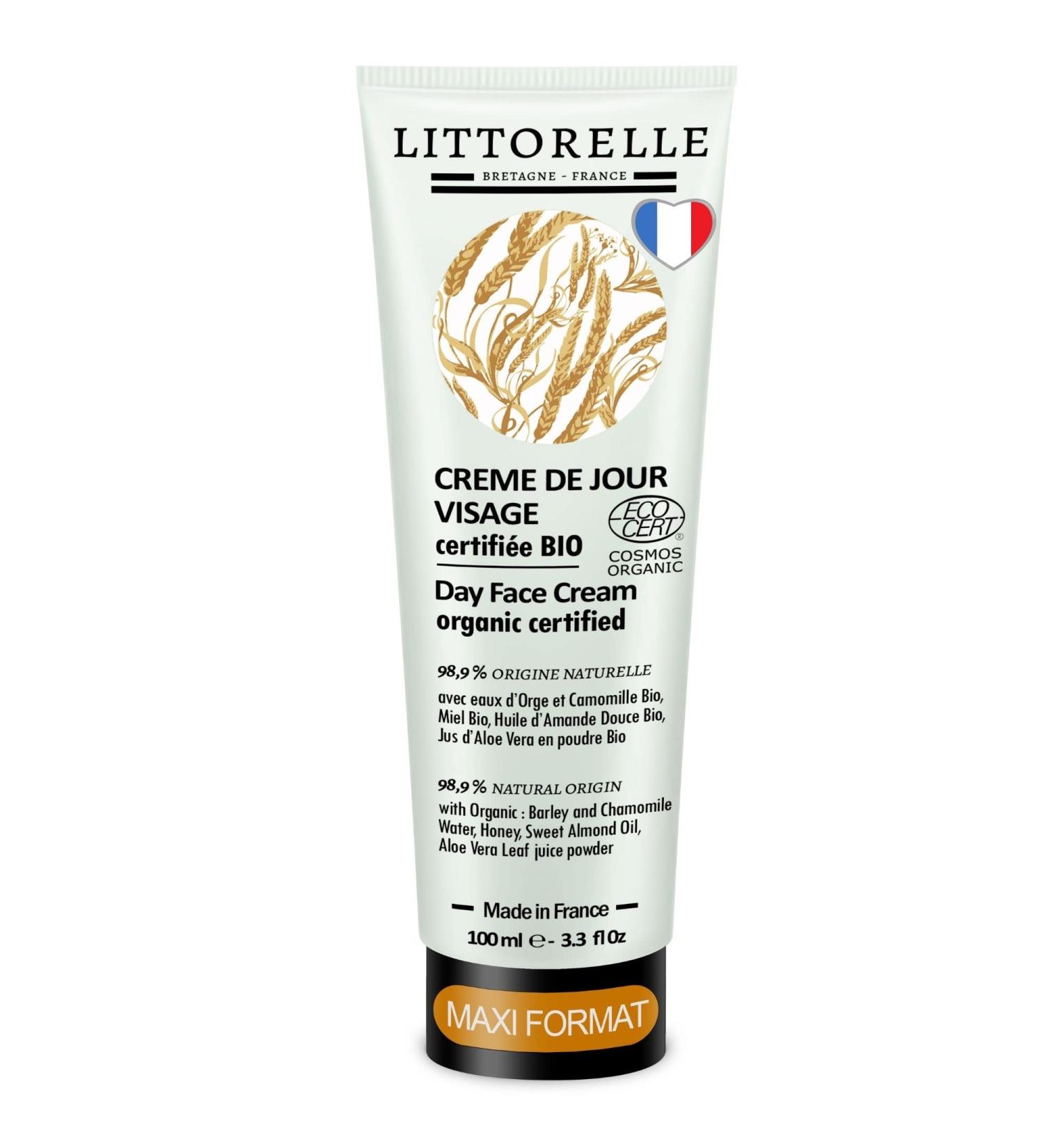 Day Face Cream Organic Certified - 99% Natural Origin Dry Skin Cream Sensitive Care with Organic Barley Water Chamomile Sweet Almond Oil Honey - Made in France Moisturizer Men & Women - 100ml - Buy Online on GoSupps.com