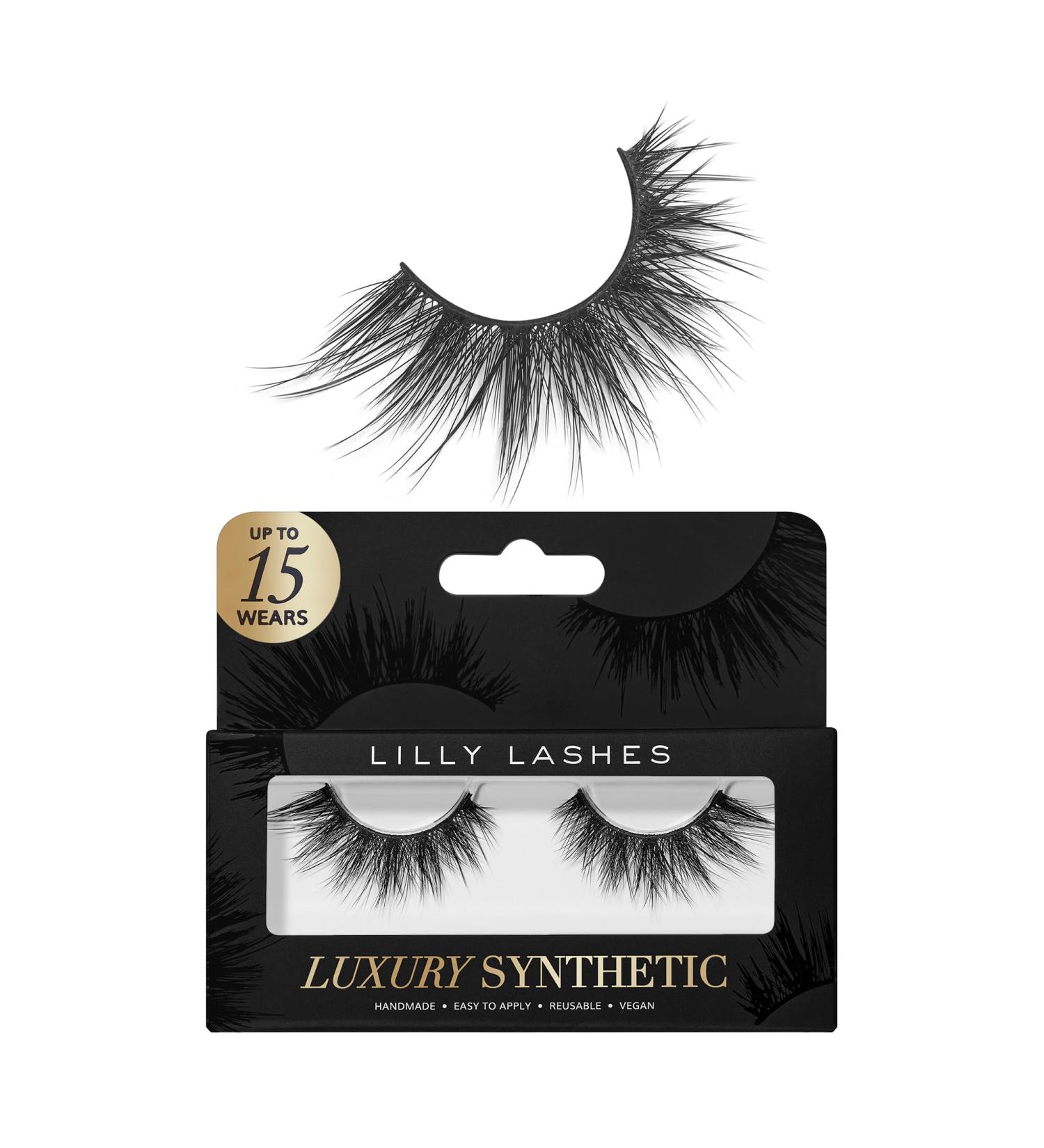 Lilly Lashes Luxury 15mm Synthetic False Eyelashes - Dramatic Volume & Flare Shape - Reusable & Full Length - Shop Internationally - Buy Online on GoSupps.com