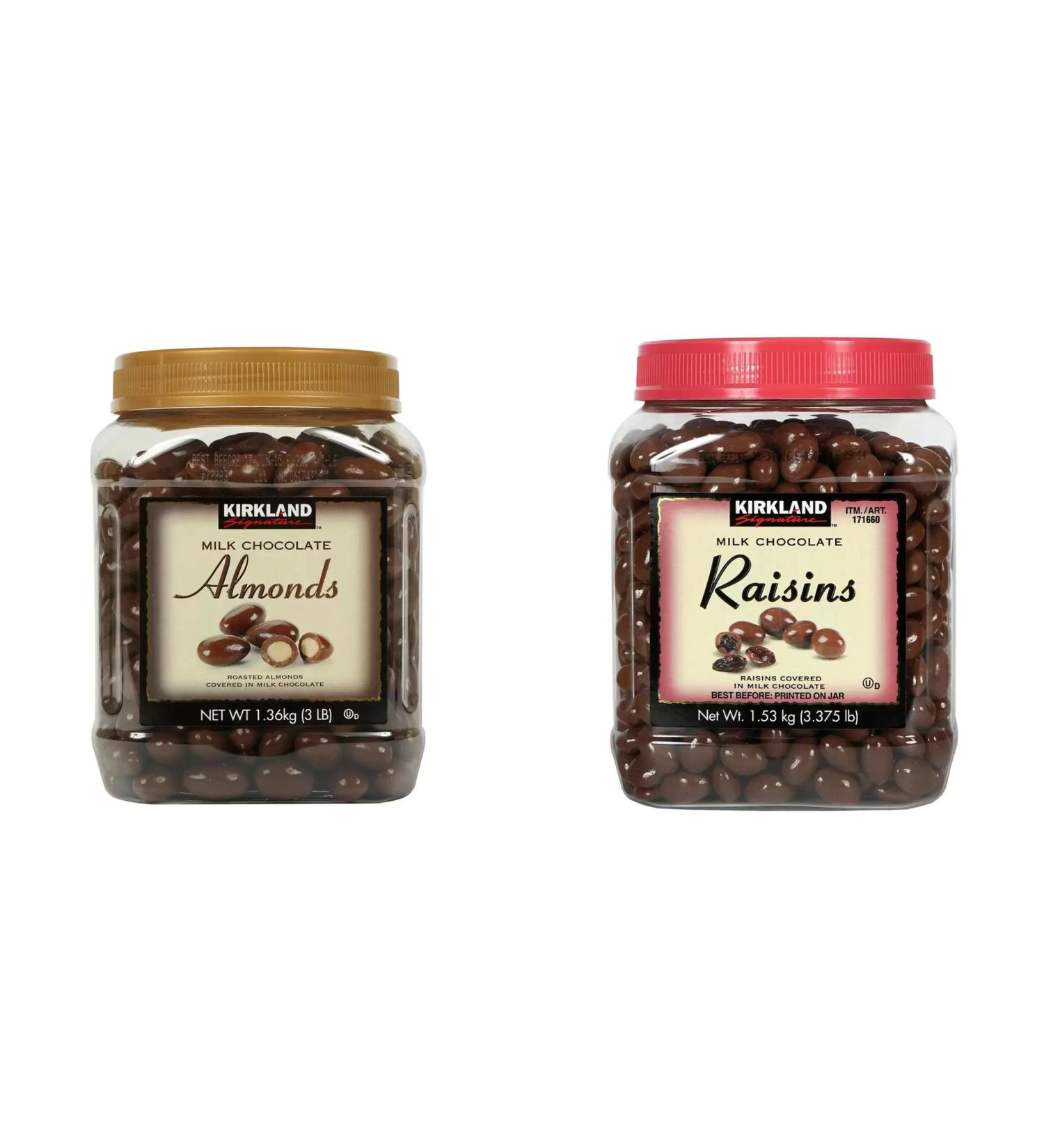 RKBROTHERS Combo Pack of Kirkland Signature Milk Chocolate Raisins (1.53kg) & Almonds (1.36 kg)