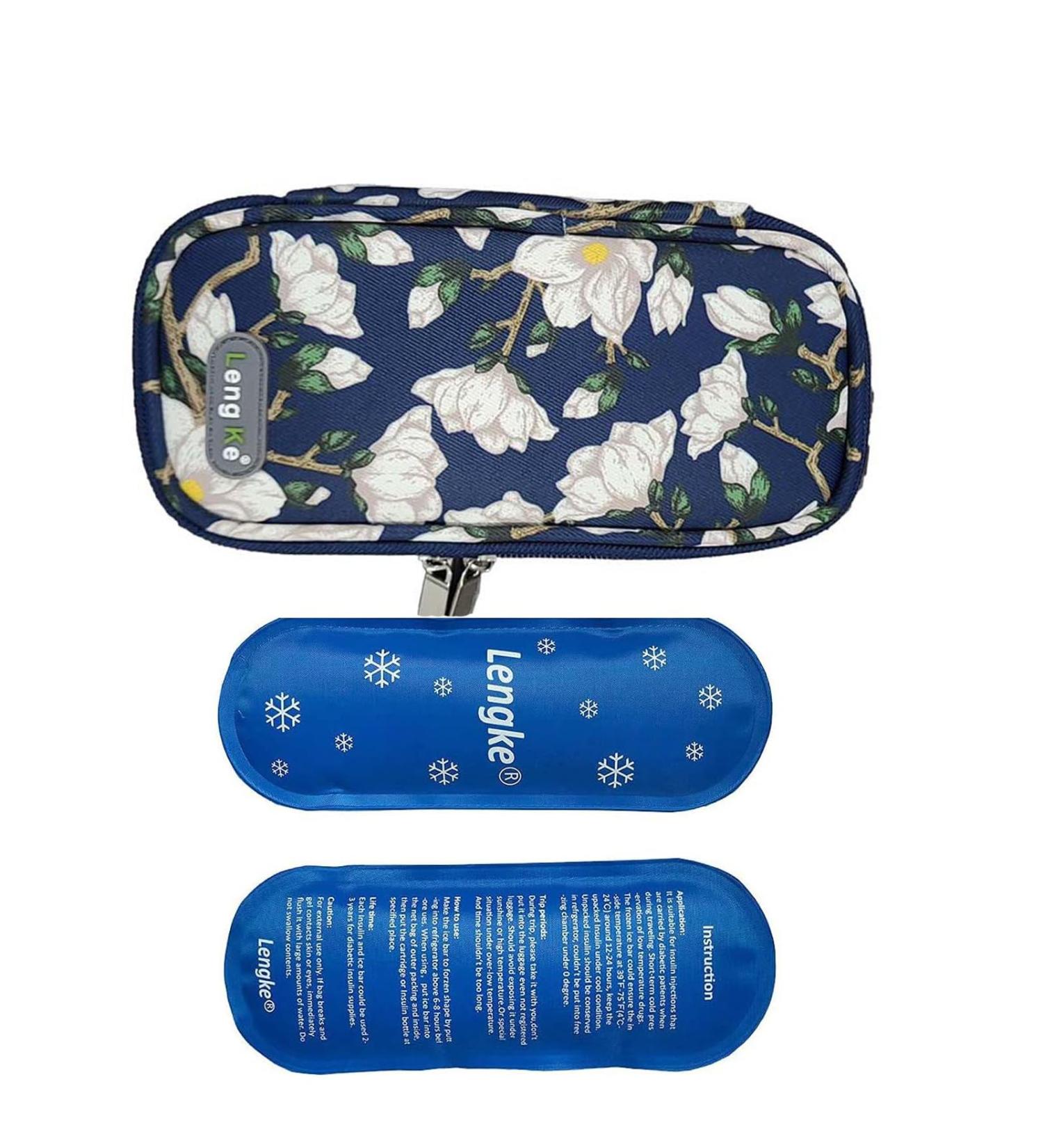 Onegenug insulin travel cooling bag diabetes medical cooling bag Isothermal insulin bag with 2 ice cream bags for medication cooler capok pattern