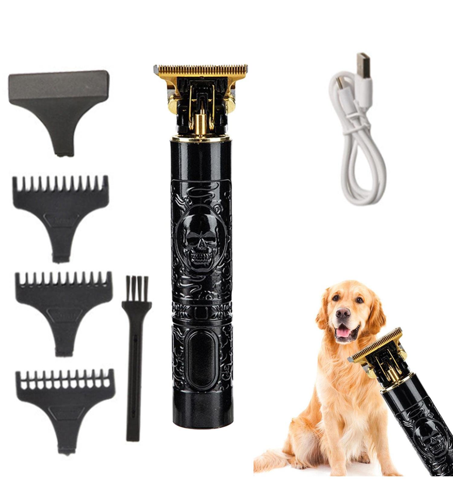 Rechargeable Hair Trimmer T9 - USB Rechargeable Skull Pattern Mustache Trimmer for Beard | Cordless T-Blade Hair Trimmer for Mustaches Nose Hair and Detailing and Grooming Xinhuan Black - Buy Online on GoSupps.com