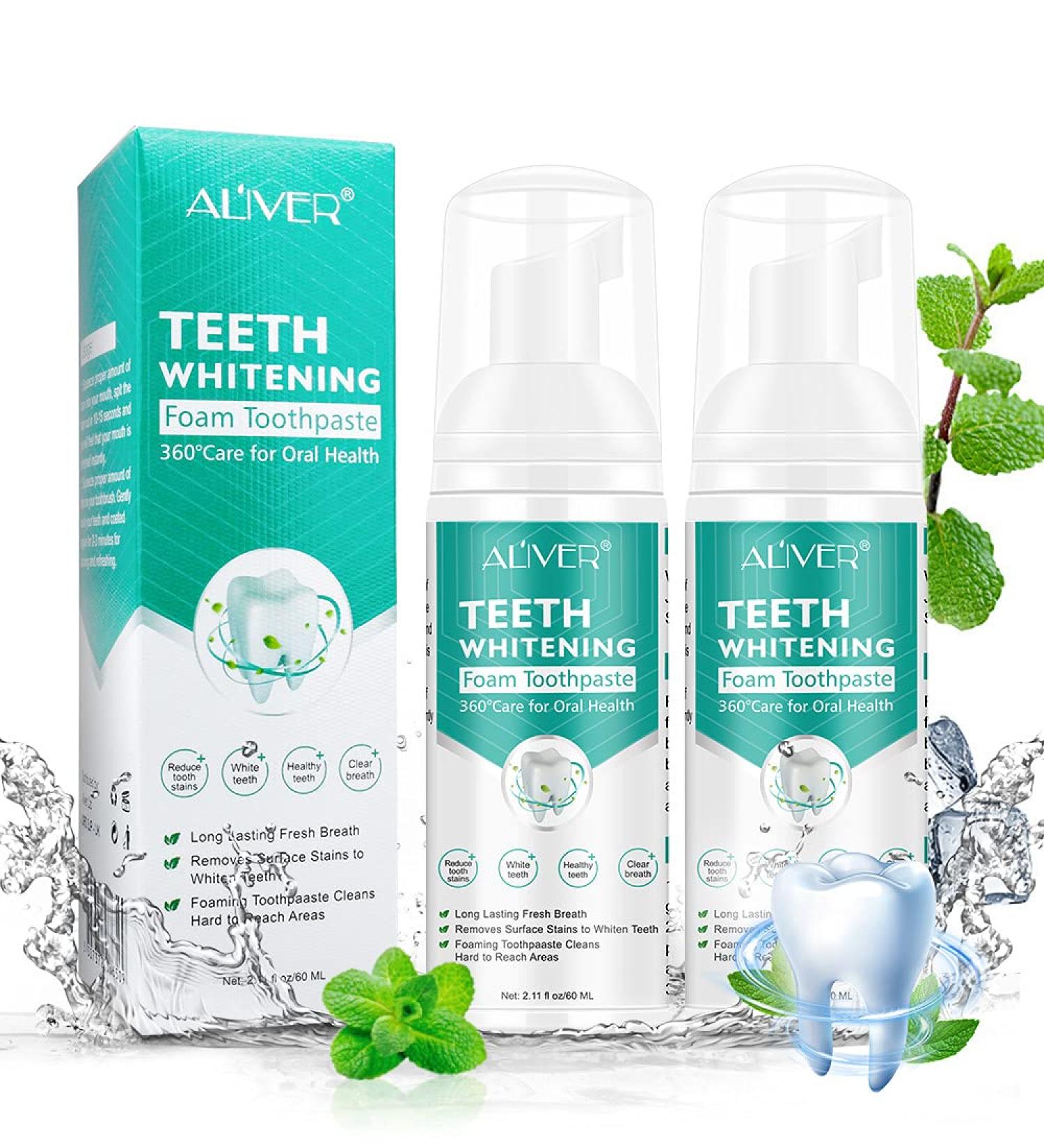 Baking Soda Toothpaste Foam 60ml 2Pcs - Intensive Stain Removal & Travel-Friendly Oral Care - Ultra-Fine Mousse Foam 2.11 Fl Oz (Pack of 2) - Buy Online on GoSupps.com