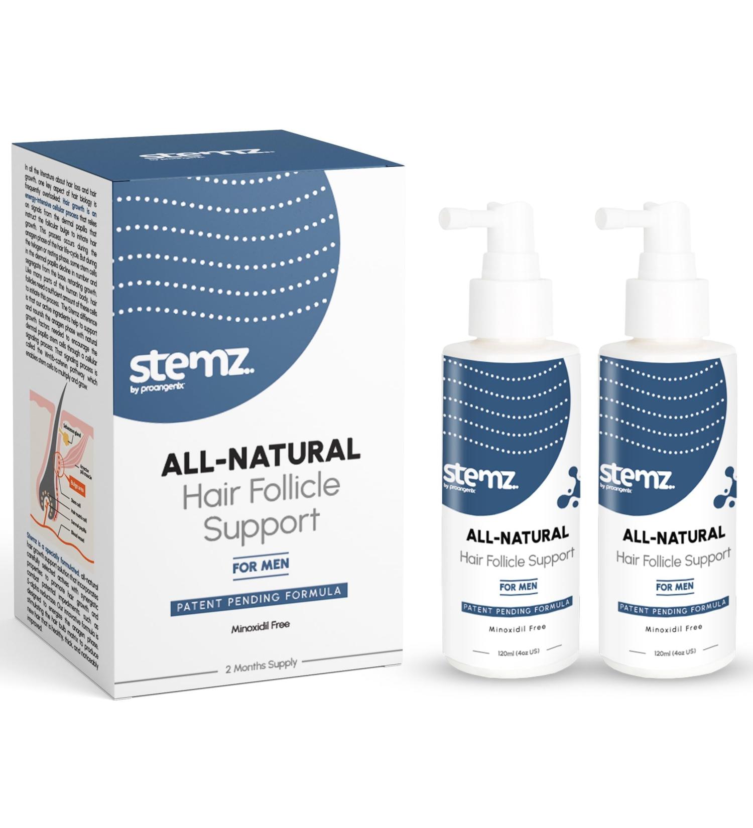 Stemz for Men - Natural Alternative to Minoxidil - Ecklonia Cava Eclipta Alba Rosemary Oil Natural Peptides- Powerful Scalp Support - Delivers Results in 90 Days - 2-Month Supply 4 Fl Oz (Pack of 2)