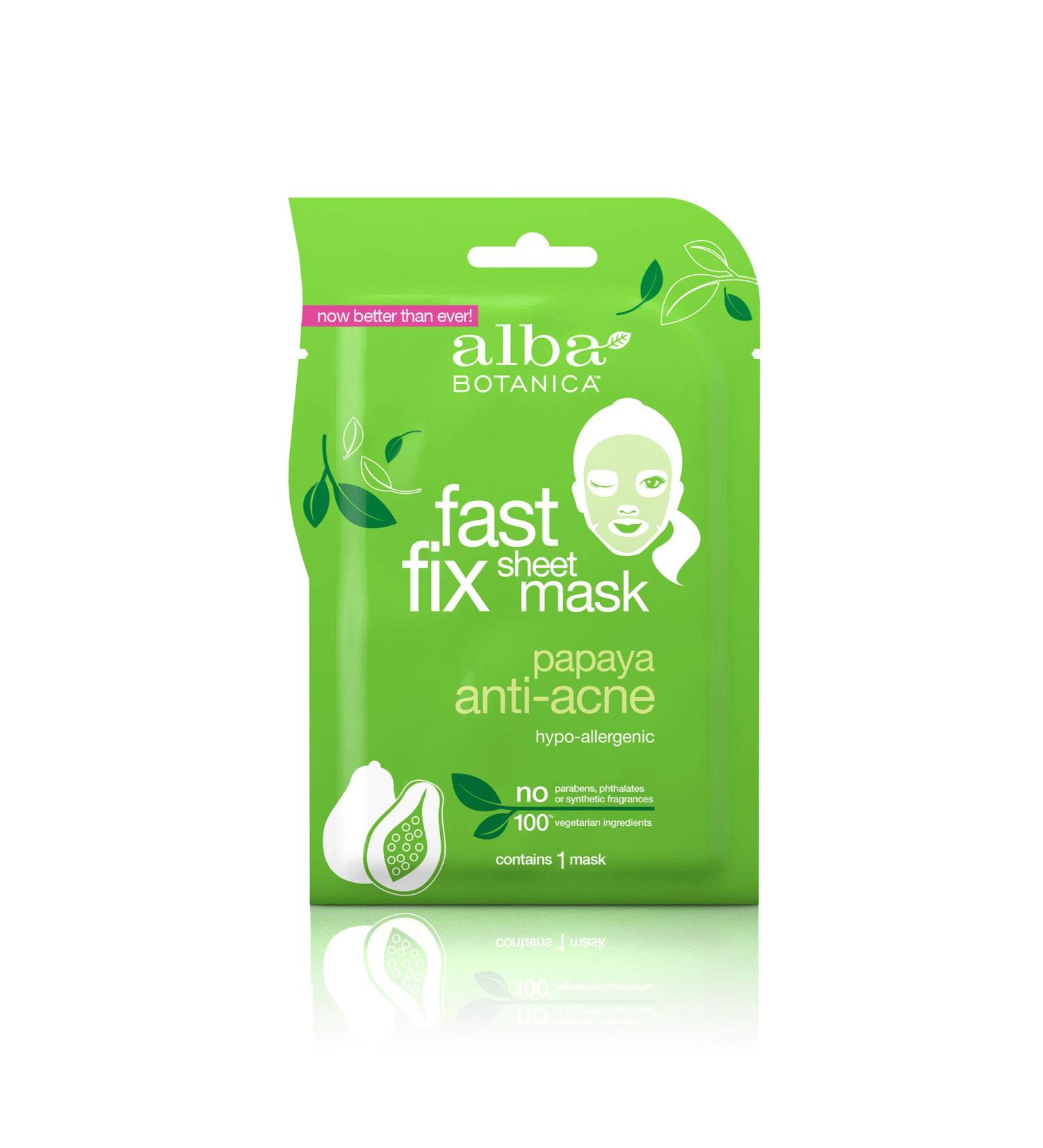 Alba Botanica Fast Fix Sheet Mask - Anti-Acne Papaya (Pack of 8) | Clear Skin Solution | Ships Internationally - Buy Online on GoSupps.com