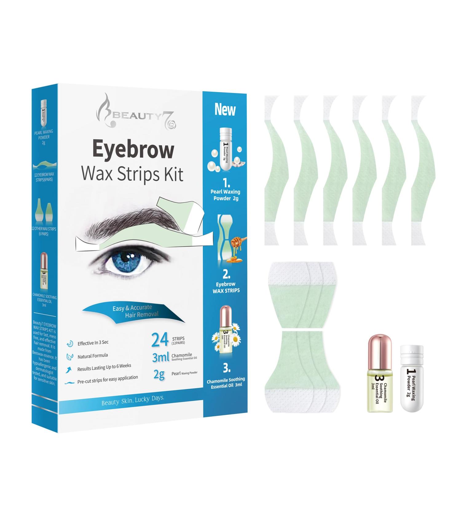 Men's Eyebrow Waxing Kit | 24 Strips + Soothing Essential Oil | Facial Hair Removal - Buy Online on GoSupps.com