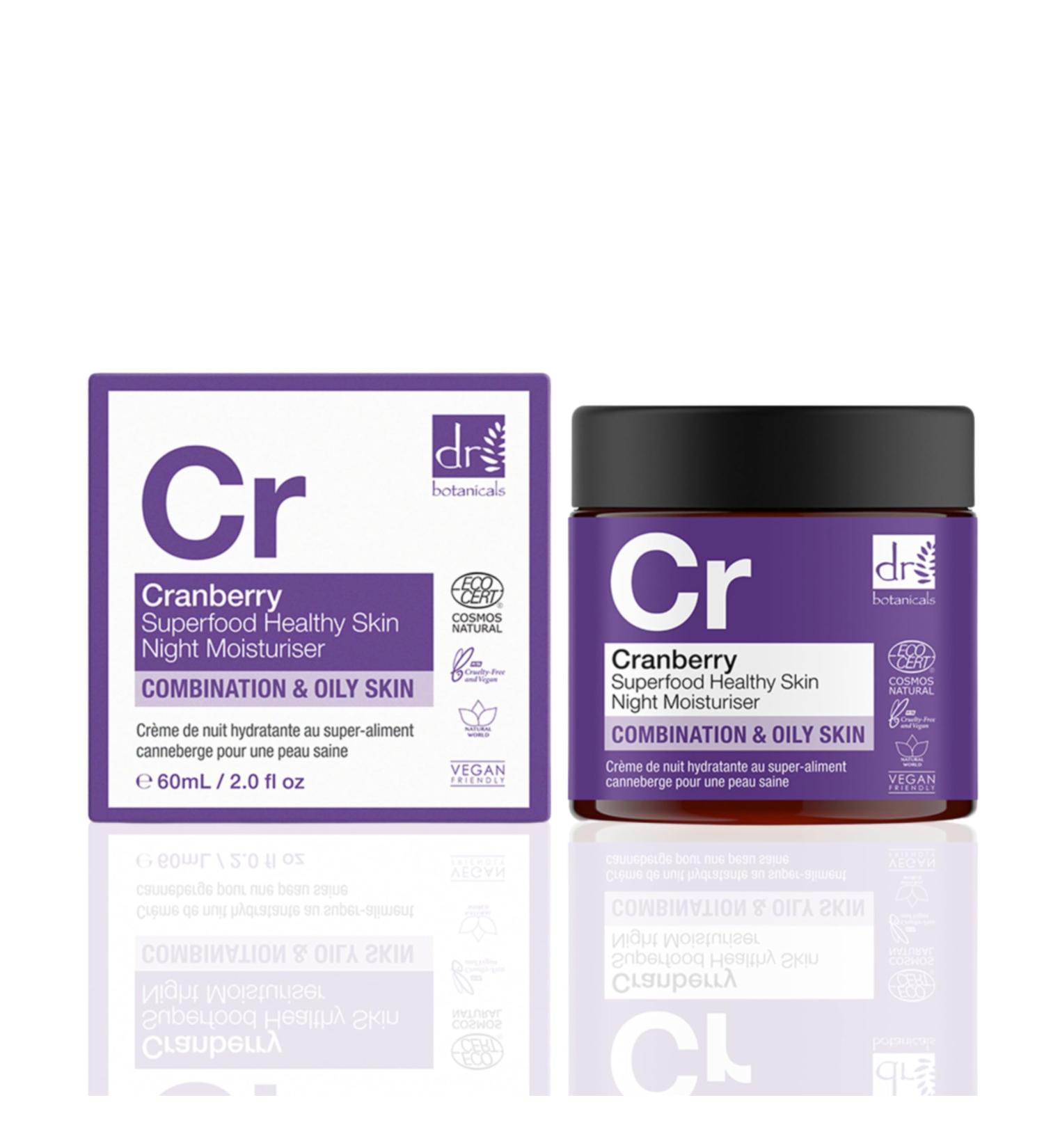 Dr Botanicals Cranberry Superfood Healthy Skin Night Moisturiser 60ml | Locks in Moisture Brightens the Skin Reduces Pores & Increases Firmness - Buy Online on GoSupps.com