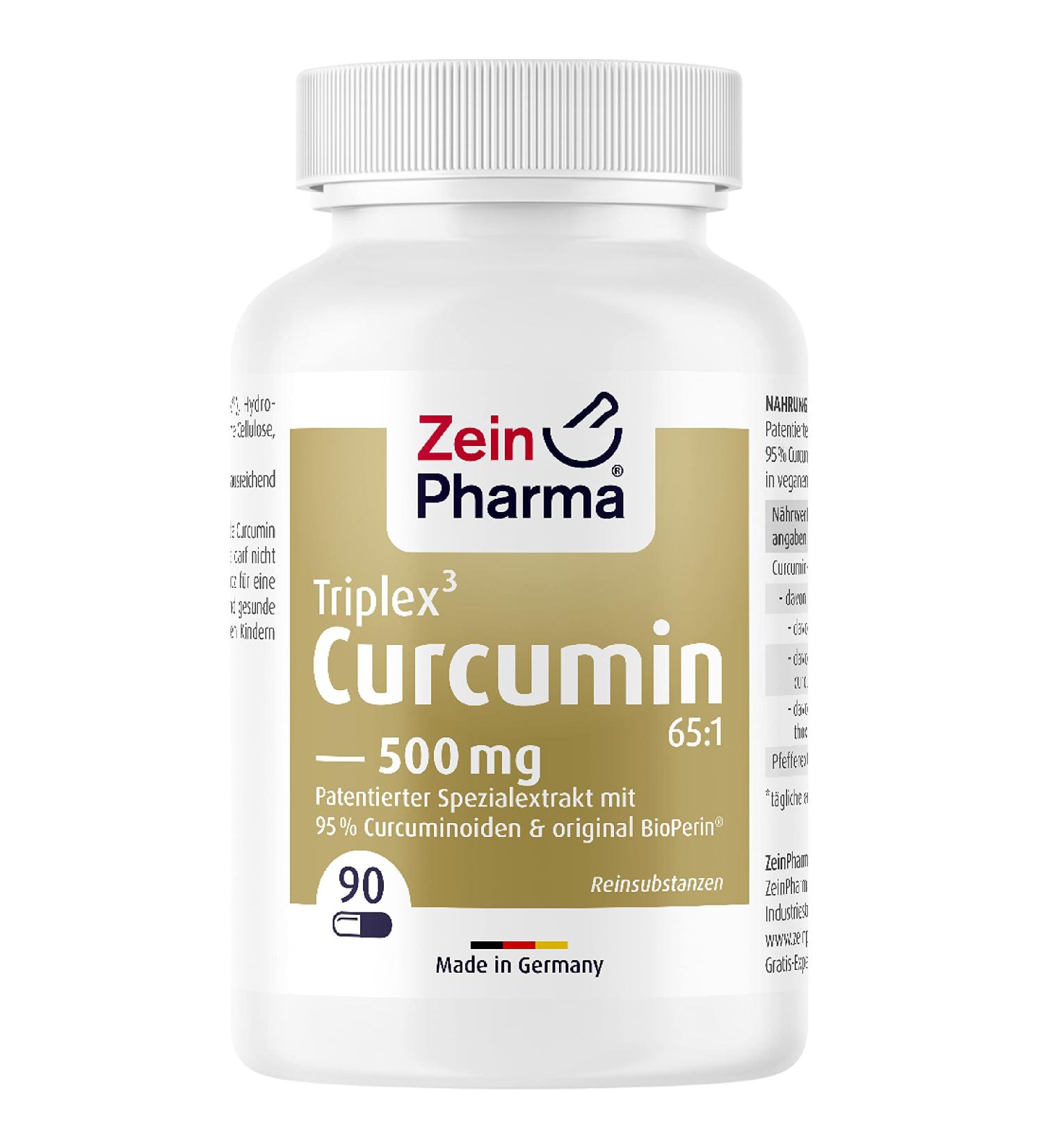 ZeinPharma Curcumin Triplex Capsules 90 | High Dose 500mg Curcuma & Piperine | Vegan Dietary Supplement | 95% Extract | Laboratory Tested - Buy Online on GoSupps.com