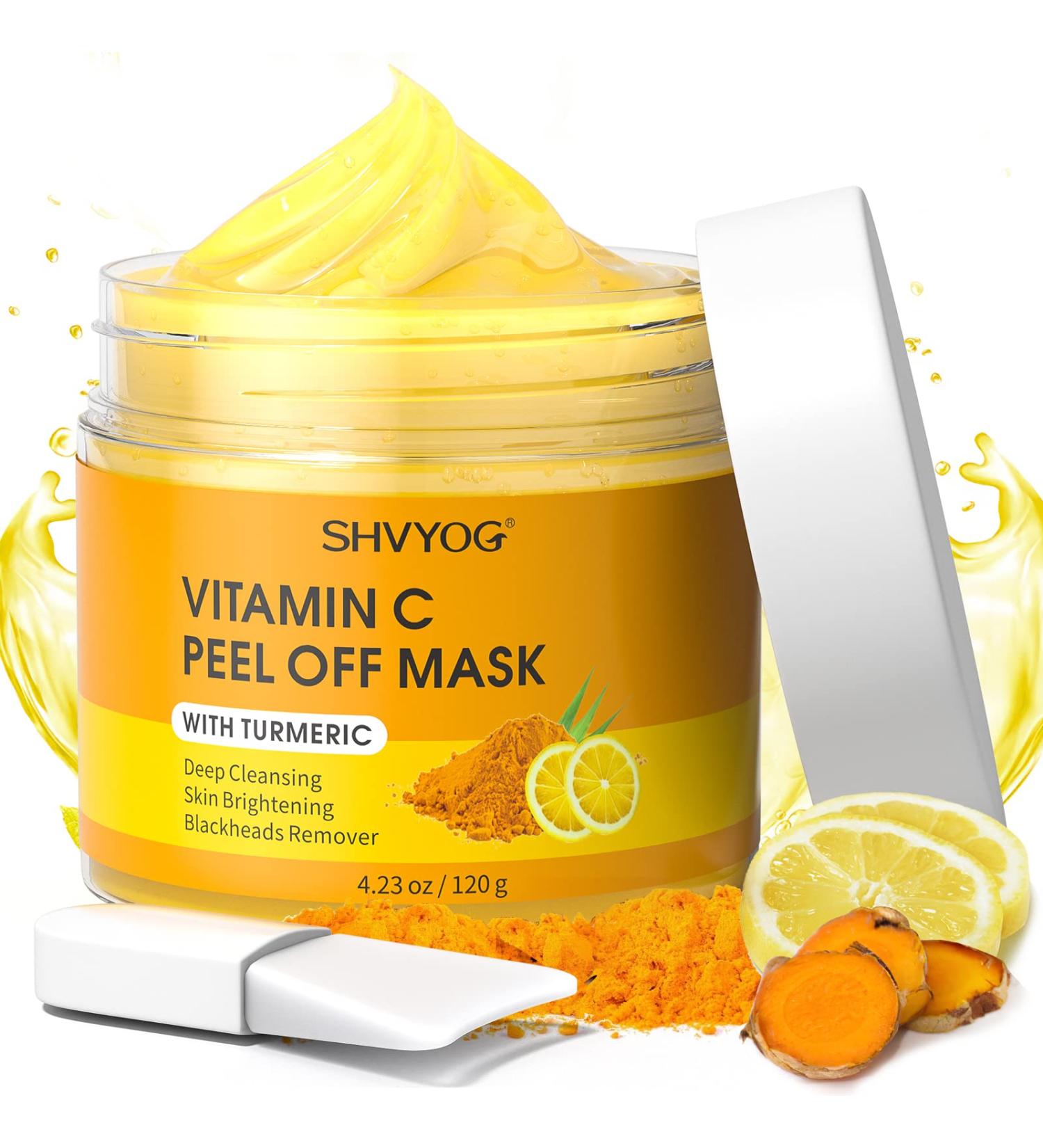 SHVYOG Vitamin C Peel Off Face Mask with Turmeric - Blackhead Remover & Deep Cleansing Mask for Blackheads, Large Pores, Dirt & Oil - Buy Online on GoSupps.com