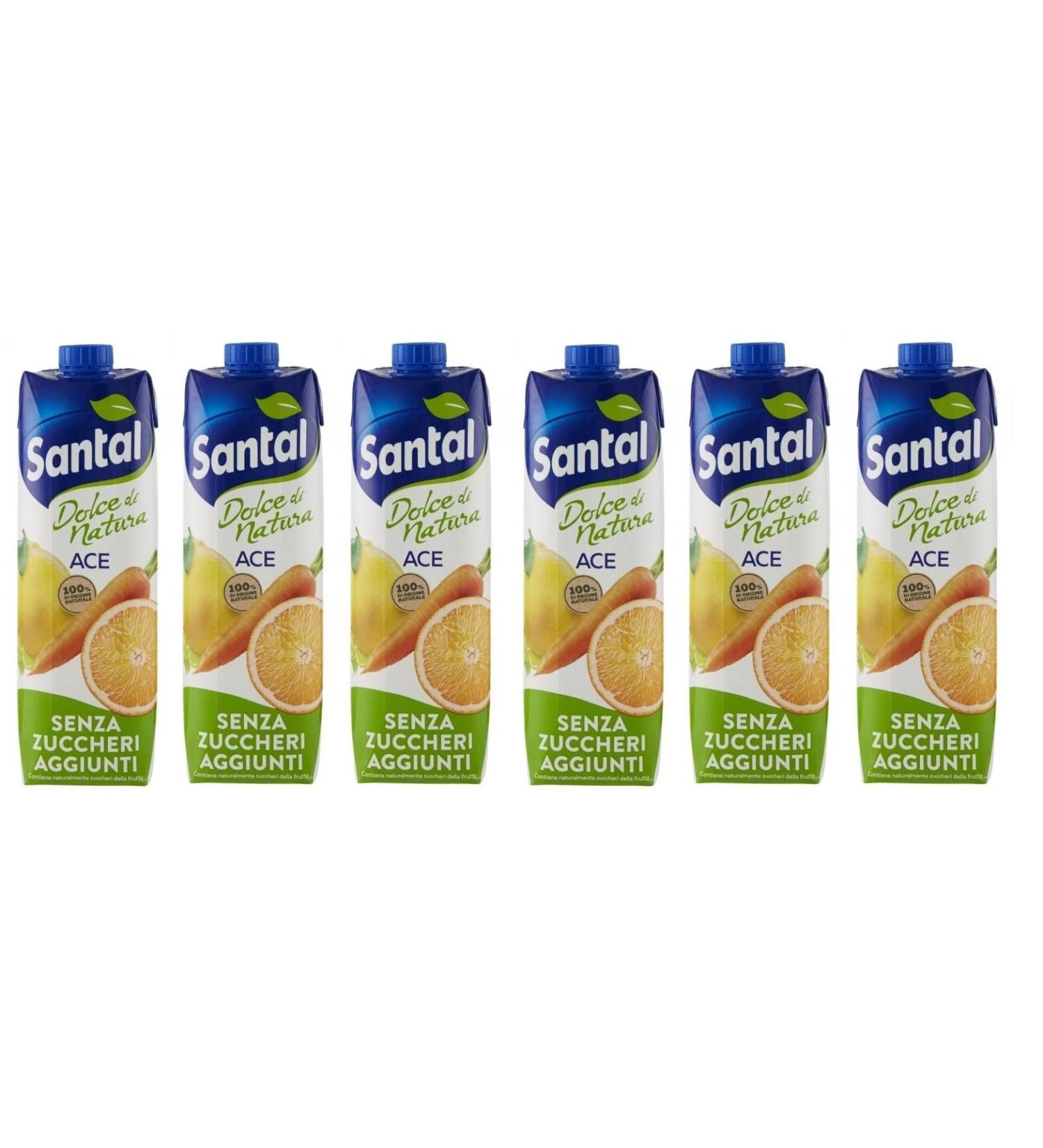 Parmalat Santal Ace Fruit Juice Dolce di Natura Zero Added Sugars Orange carrot and lemon flavor fruit juice zero added sugar Tetrapack 1000 ml - Buy Online on GoSupps.com