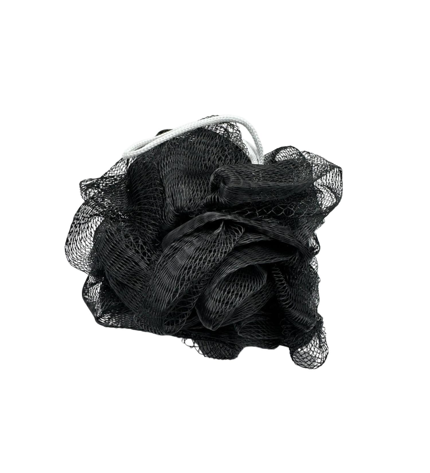 Shower Loofah Ball with Hanging Loop - Soft & Durable Body Scrubber (Black & White) for Men & Women - Ideal for All Skin Types - Buy Online on GoSupps.com