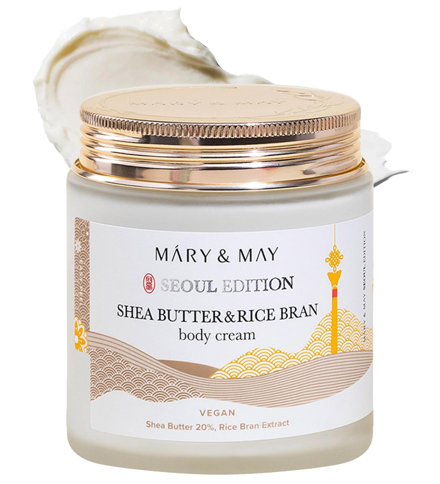 Mary&May SEOUL EDITION Shea Butter & Rice Bran Body Cream - Korean Vegan Boby Moisturizer for Dry and Sensitive Skin with Ceramide - Fragrance Free Body Butter 8.45oz. - Buy Online on GoSupps.com