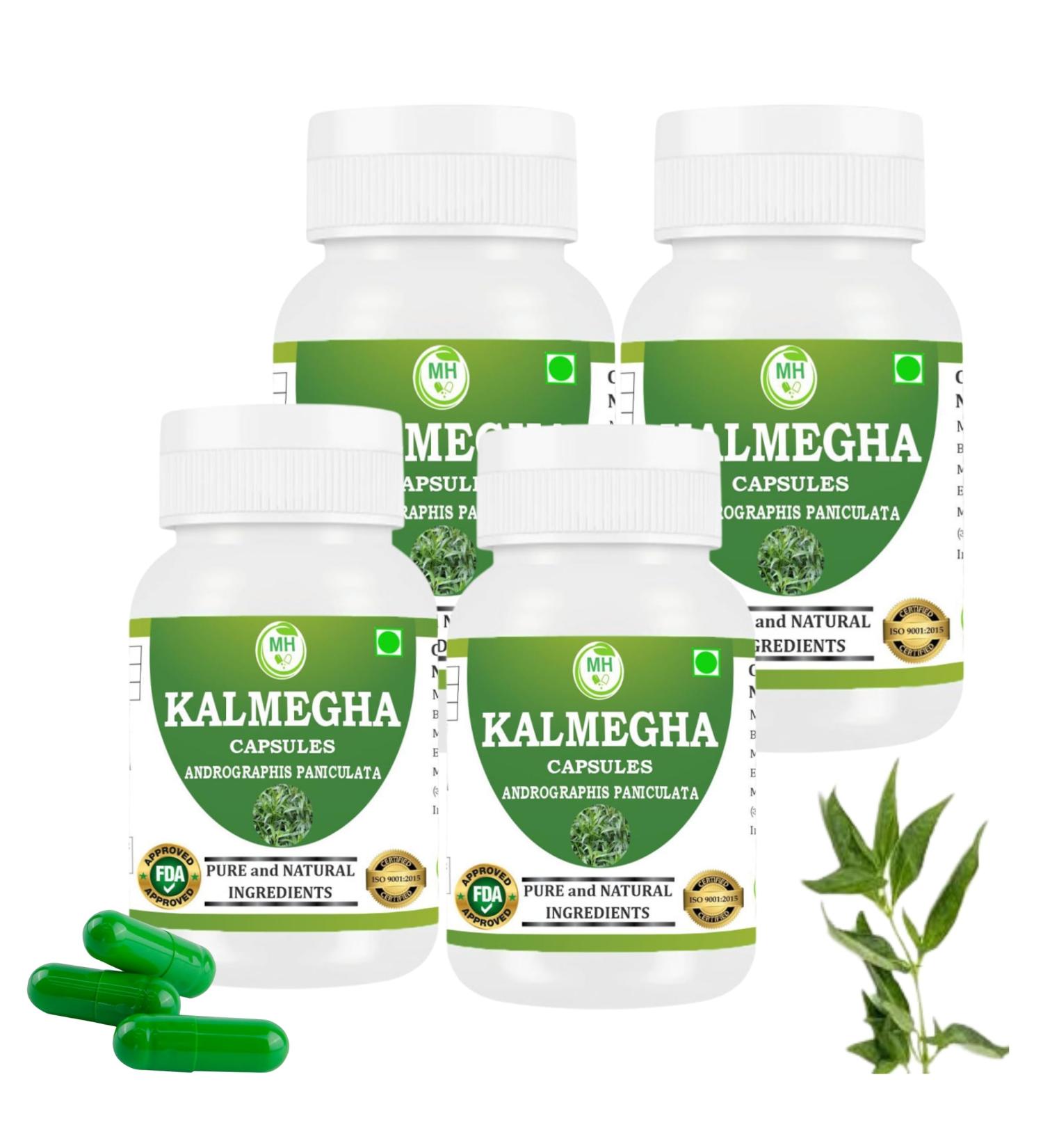 Morsan Healthcare Kalmegha Capsules | Andrographis Paniculata Herbal Supplement | Natural Immune Support & Liver Health | 60 Vegan Capsules | Ayurvedic Wellness Formula | Pack of 4 - Buy Online on GoSupps.com
