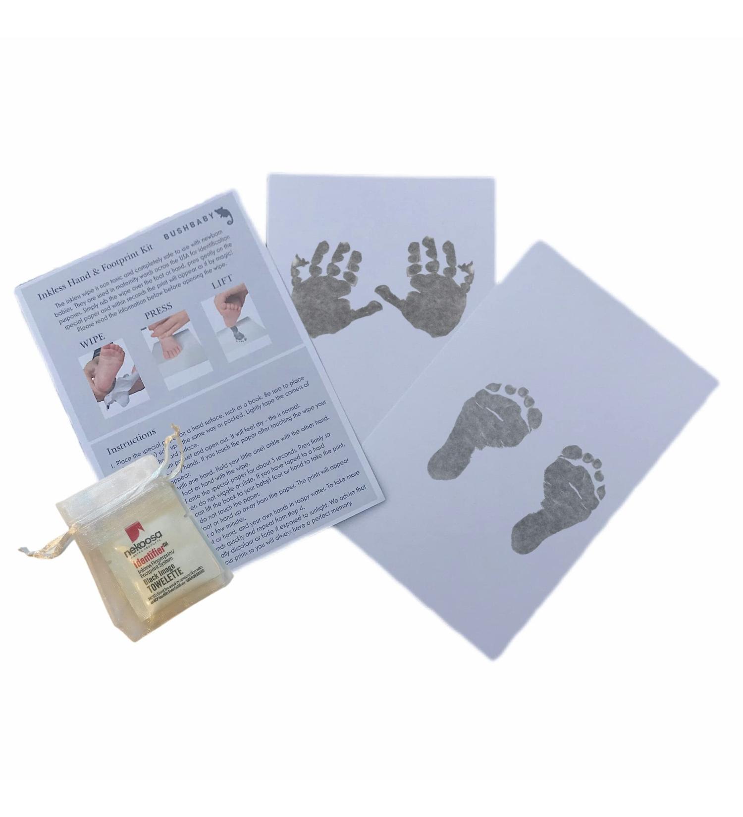 BUSHBABY Inkless Handprint and Footprint Kit - Baby & Pet Paw Print Keepsake - Newborn Essential Baby Gift - Unisex Baby Shower Present - New Mum Must-Have - Silver Wipe Included - Buy Online on GoSupps.com