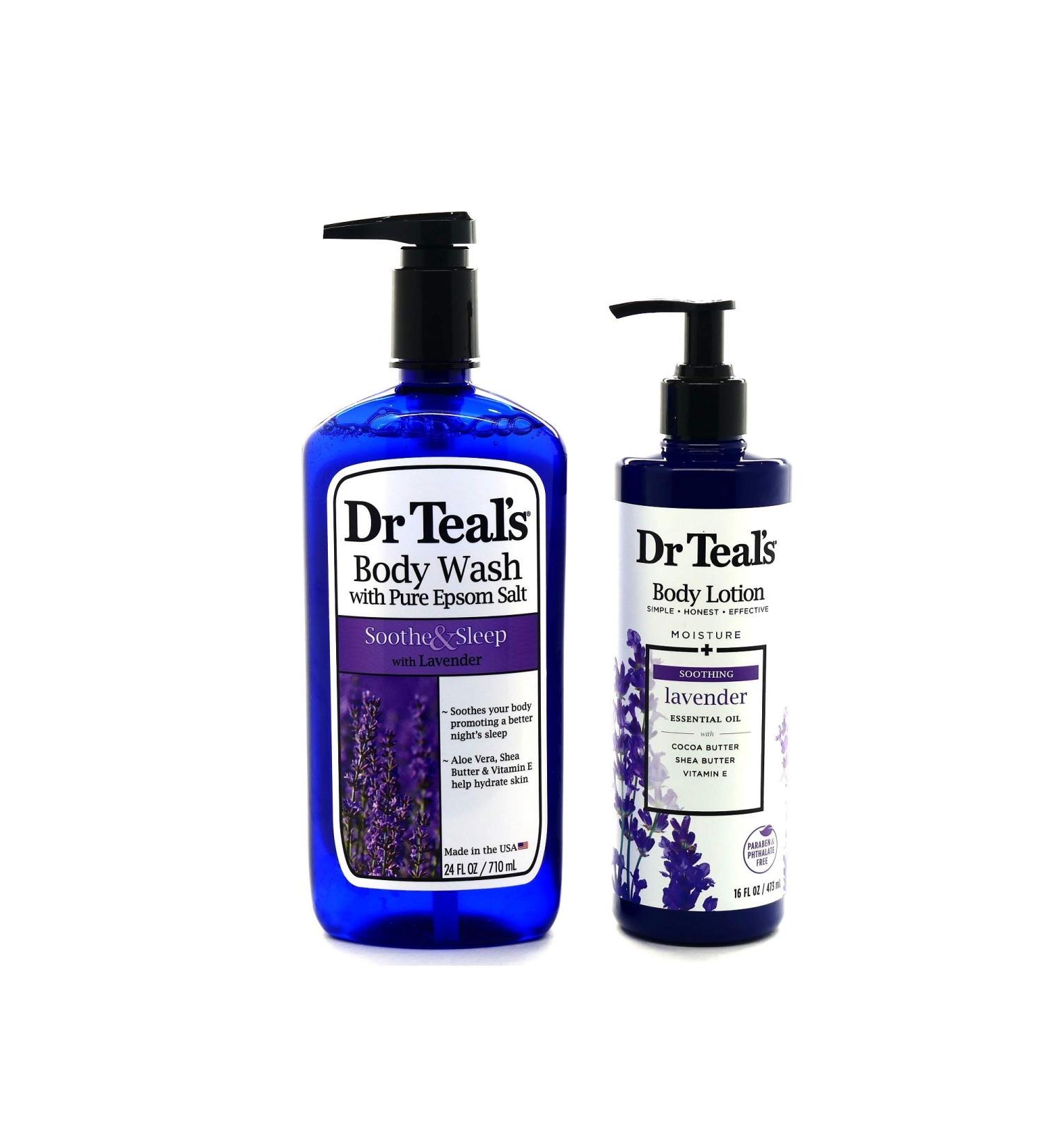 Dr Teals Lavender Body Wash and Lotion Bundle with Pure Epsom Salt - Soothing 2 Piece Set - Buy Online on GoSupps.com