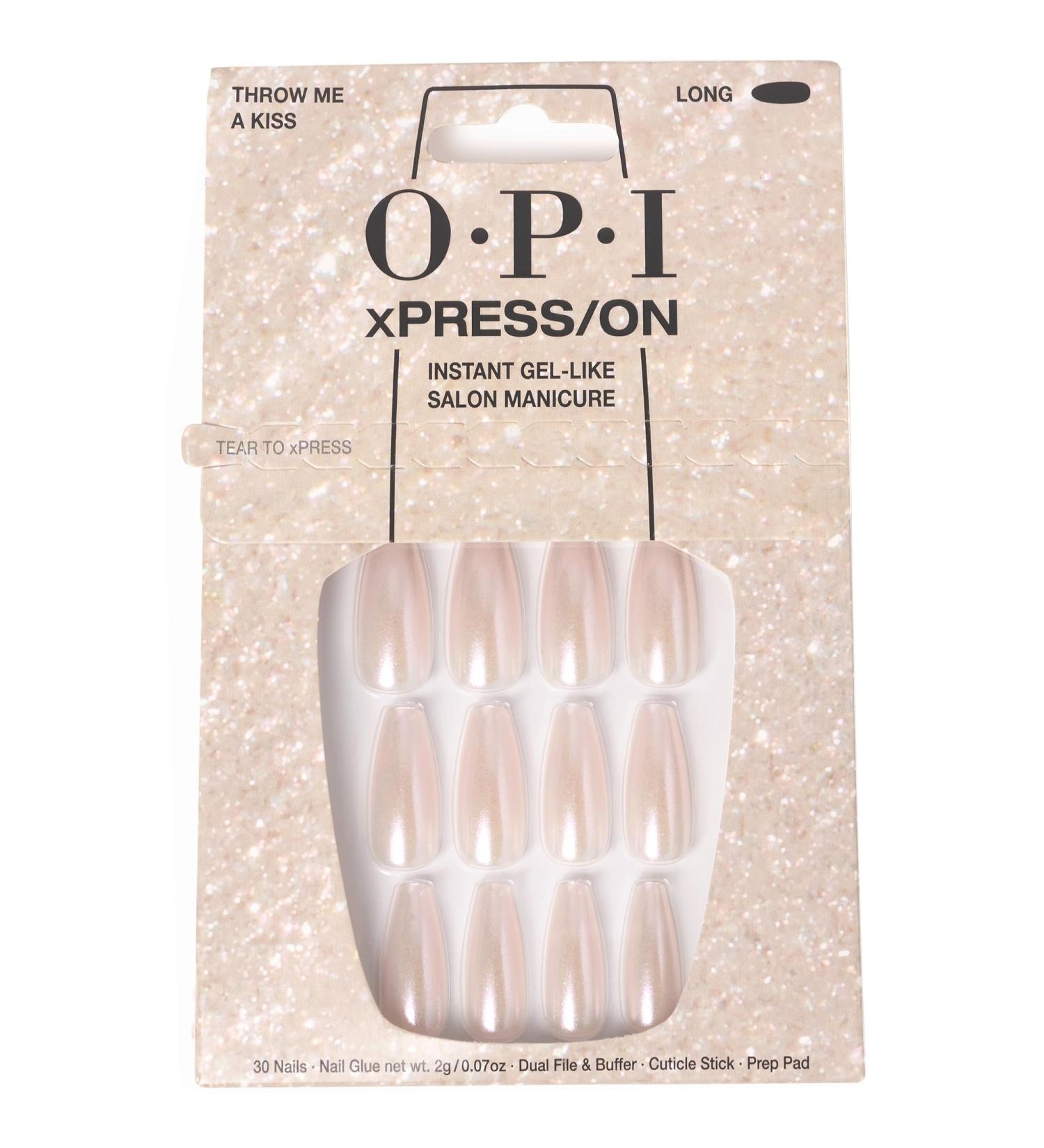 OPI xPRESS/ON Long Coffin Press On Nails - Reusable Nail Art with Glue | Throw Me a Kiss | Durable & Non-Damaging - Buy Online on GoSupps.com