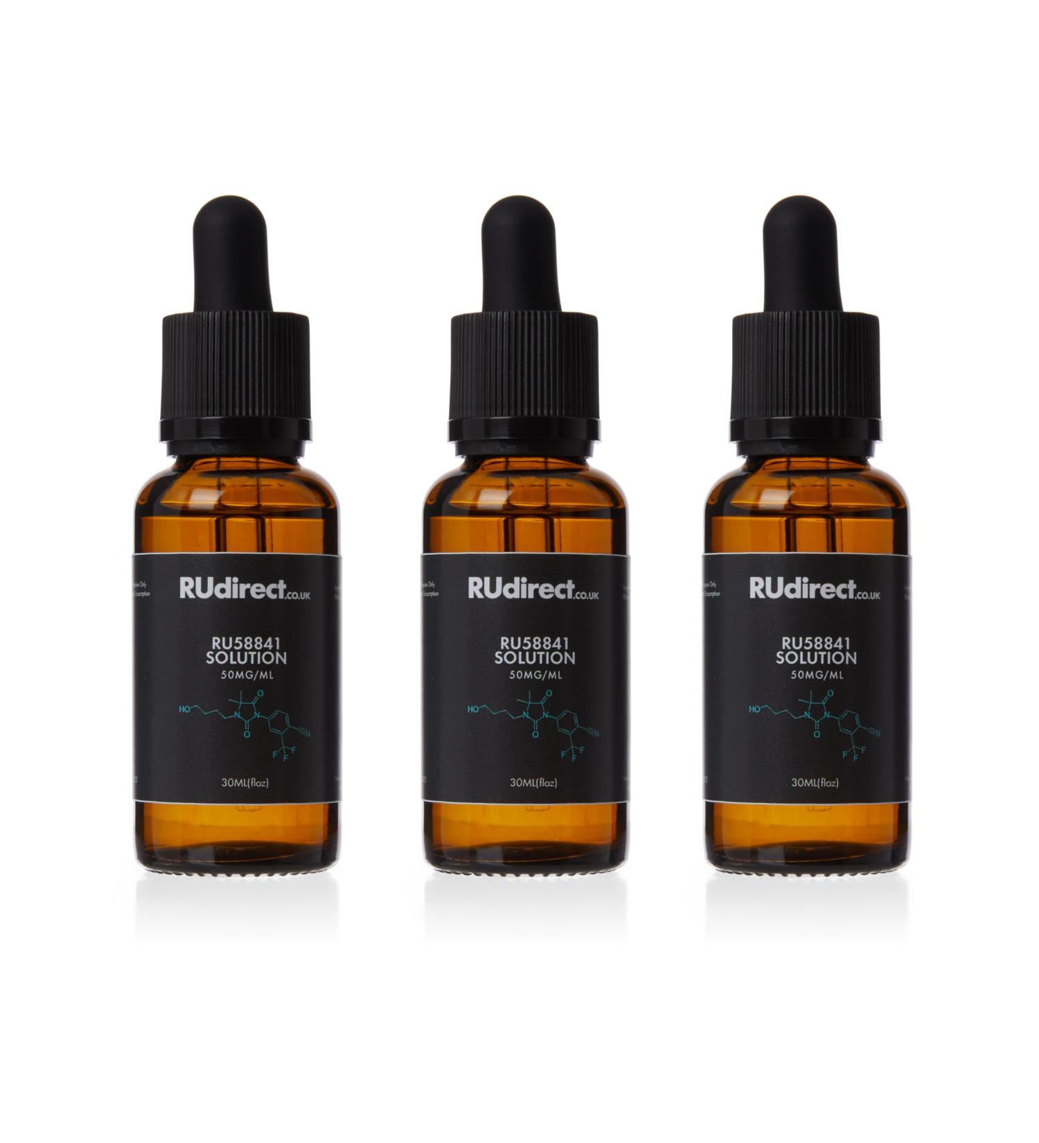 RU58841 Solution 5% - Topical Anti-DHT Tonic for Scalp Hair Loss (3 bottles) 30 ml (Pack of 3)