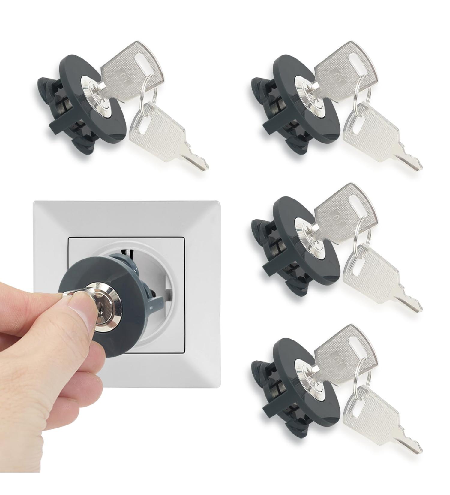 4-Piece Child Locking Socket Protection Set | Secure Baby Safety Locks for Electrical Sockets - Buy Online on GoSupps.com