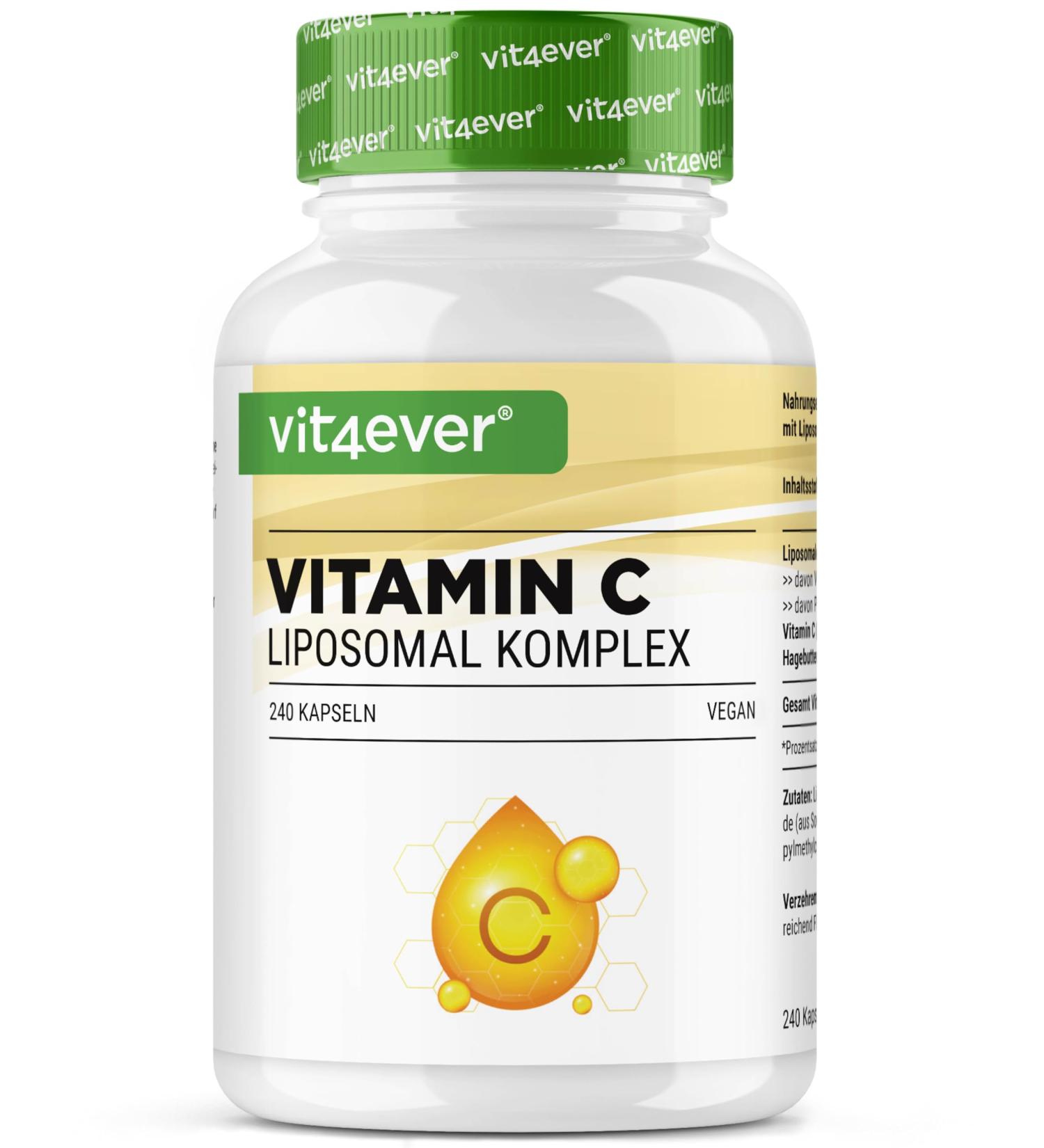 Liposomal Vitamin C - 240 Vegan Capsules - Premium: Highly Dose with 1000mg of Pure Vitamin Per Day - Biodispo - Buy Online on GoSupps.com
