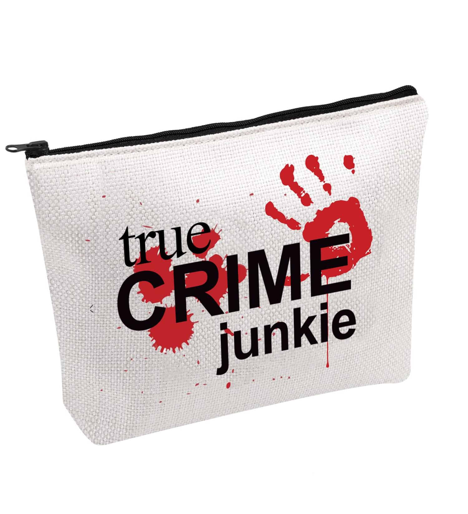 PWHAOO True Crime Junkie Horror Cosmetic Bag - Perfect True Crime Gift for Murderinos | Halloween Day Gift | International Shipping - Buy Online on GoSupps.com