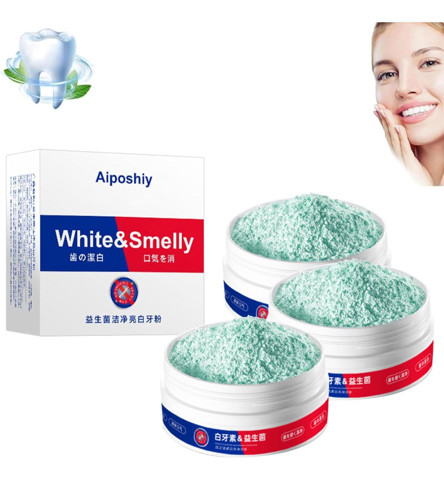 Aiposhiy Teeth Whitening Powder - Natural Mint Probiotic Tooth Cleaning Powder (3PCs) - Brighten Your Smile Naturally! - Buy Online on GoSupps.com