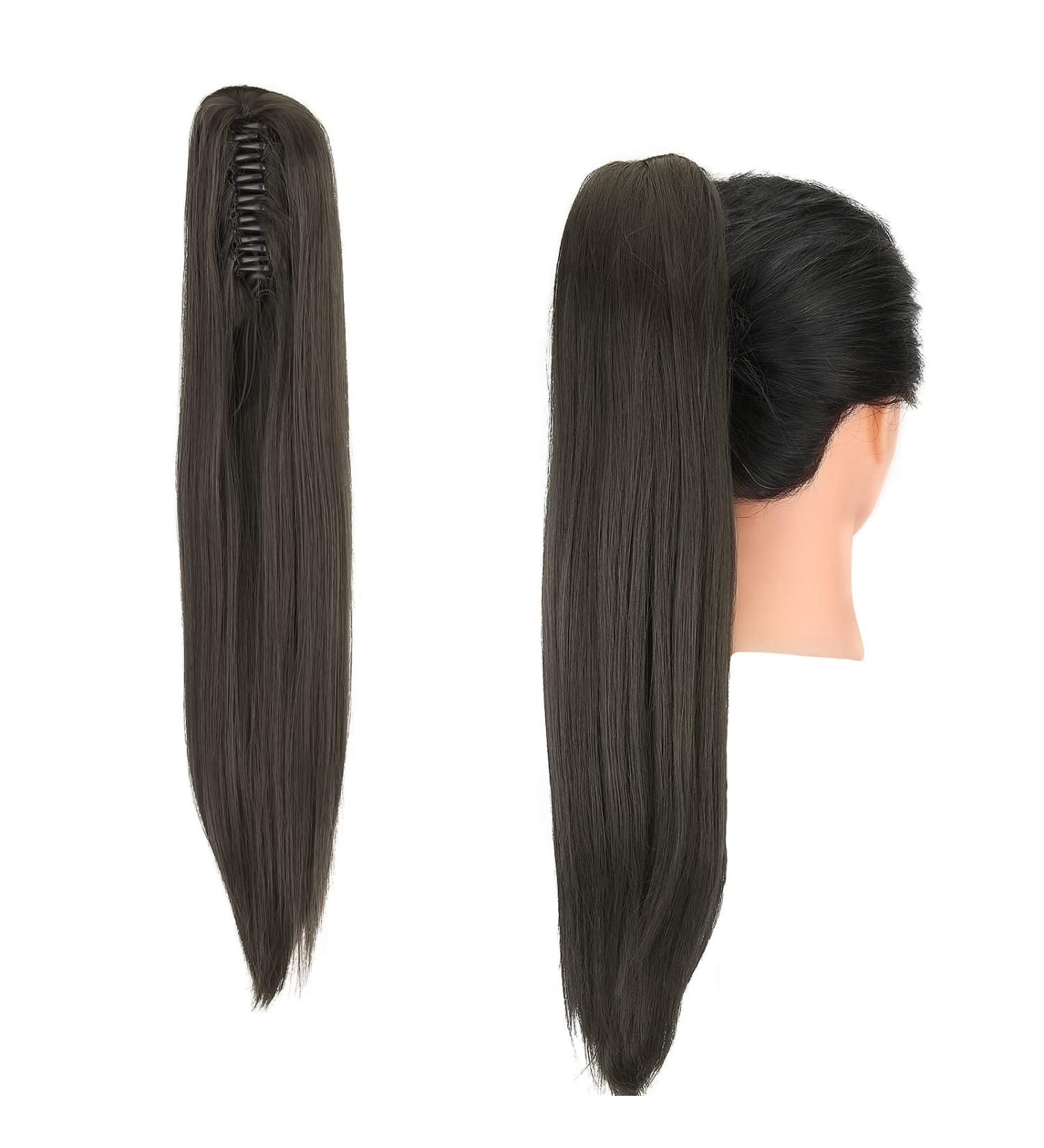54cm Dark Brown Gairyan Ponytail Extensions | Clip In Synthetic Hair Extensions for Women | Smooth Long Hair Braid - Buy Online on GoSupps.com