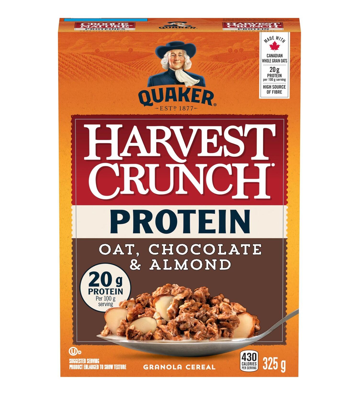 Quaker Harvest Crunch Protein Granola Cereal - Oat Chocolate & Almond 325g Oat Chocolate & Almond 325 g (Pack of 1) - Buy Online on GoSupps.com
