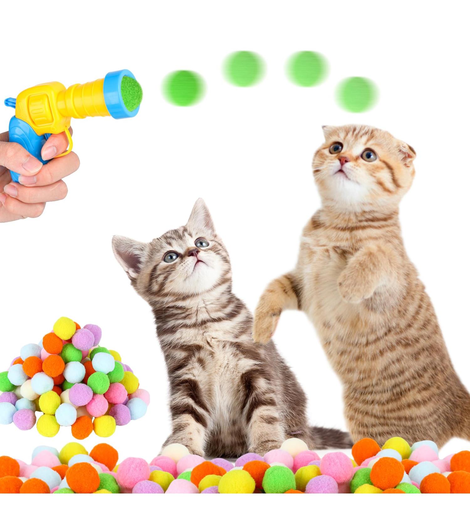 Jodsen Cat Toys Balls 50 Pcs Cat Pom Pom Balls & 1 Cat Toy Launcher Random Color Colorful Cat Balls Interactive Cat Toys with 50 Soft Cat Balls Plush Cat Ball Toy for Indoor Cats (50 Pcs) - Buy Online on GoSupps.com