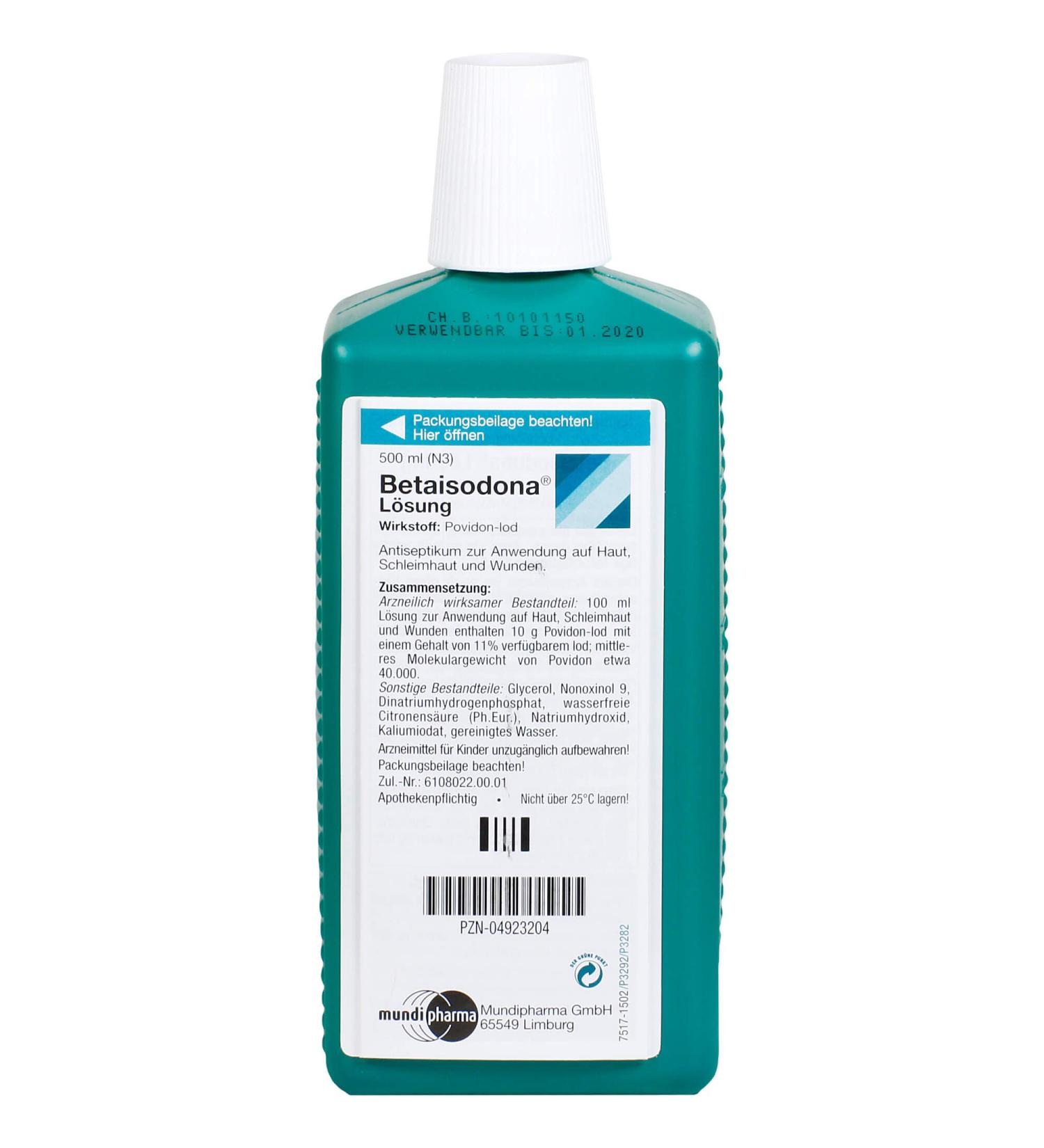 Betaisodona solution 500 ml wound disinfection for adults and children from the age of 1 year wound disinfectant without alcohol with PvP iodine-does not burn 1 ml (1-pack)