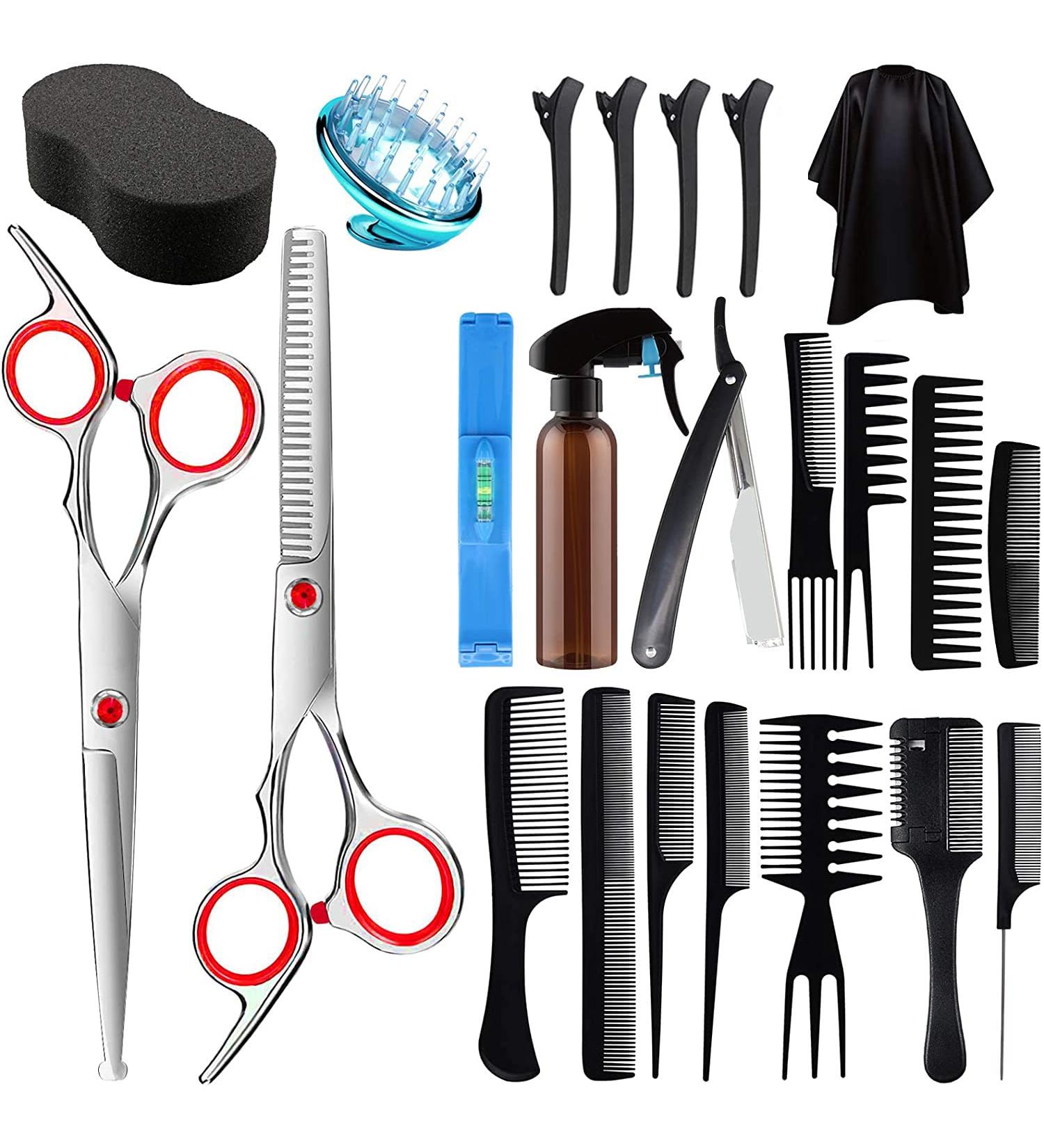 SOFYE Hair Cutting Scissors Kit - 24pcs Professional Stainless-Steel Thinning Shears Set for Home, Baber Salon - Ideal for Women, Men, Kids - Hairdressing Haircut - Buy Online on GoSupps.com