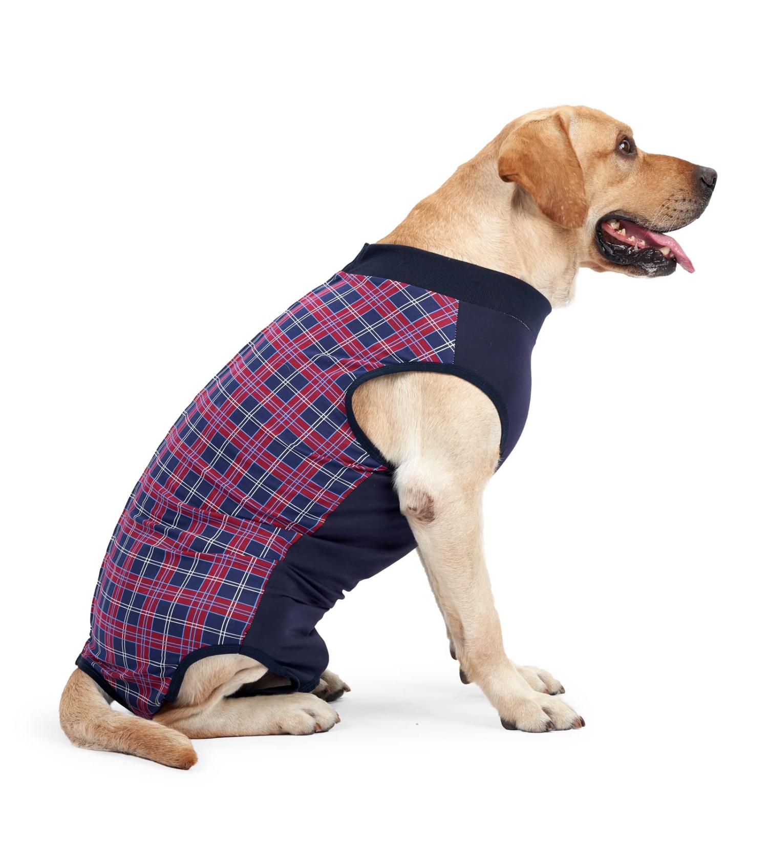 Heywean Dog Recovery Suit - Post-Op Wound Protection & Medical Shirt for Dogs | XXXL Marine Plaid - Buy Online on GoSupps.com