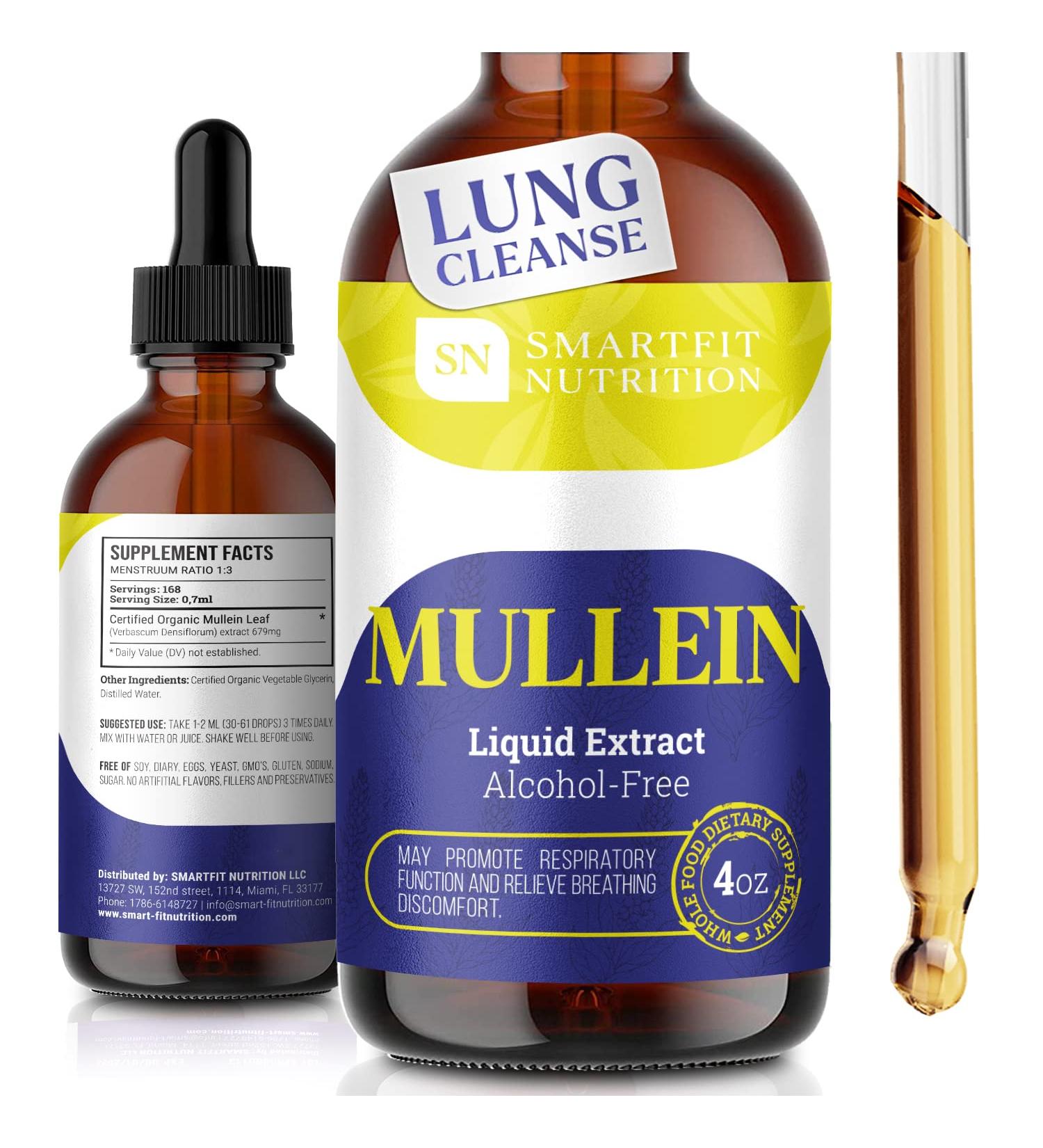Organic Mullein Leaf Extract - Lung Cleanse & Respiratory Support - 4 oz Bottle - Buy Online on GoSupps.com