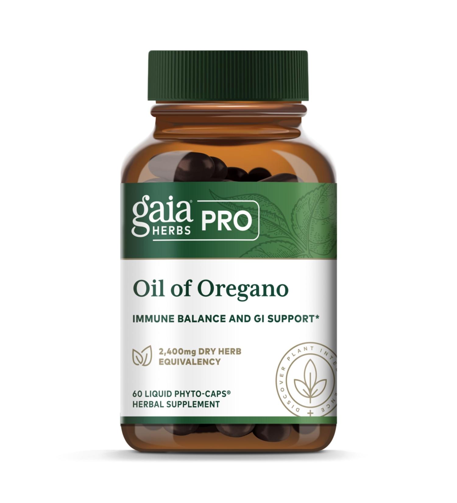 GAIA HERBS PRO Oil of Oregano - Immune Support Supplement - Carvacrol & Thymol for Antioxidant Support - Gut Health & Wellness Formula* - 60 Vegan Capsules (60 Servings) - Buy Online on GoSupps.com