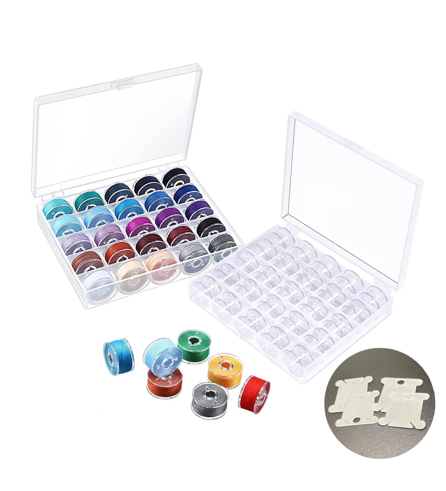 54 PCS Bobbins for Sewing Machine  Contains 2 Pack Transparent 25 Empty Slots Spools and Box  Extra 4 Plastic H-Shaped Floss Bobbins - Buy Online on GoSupps.com