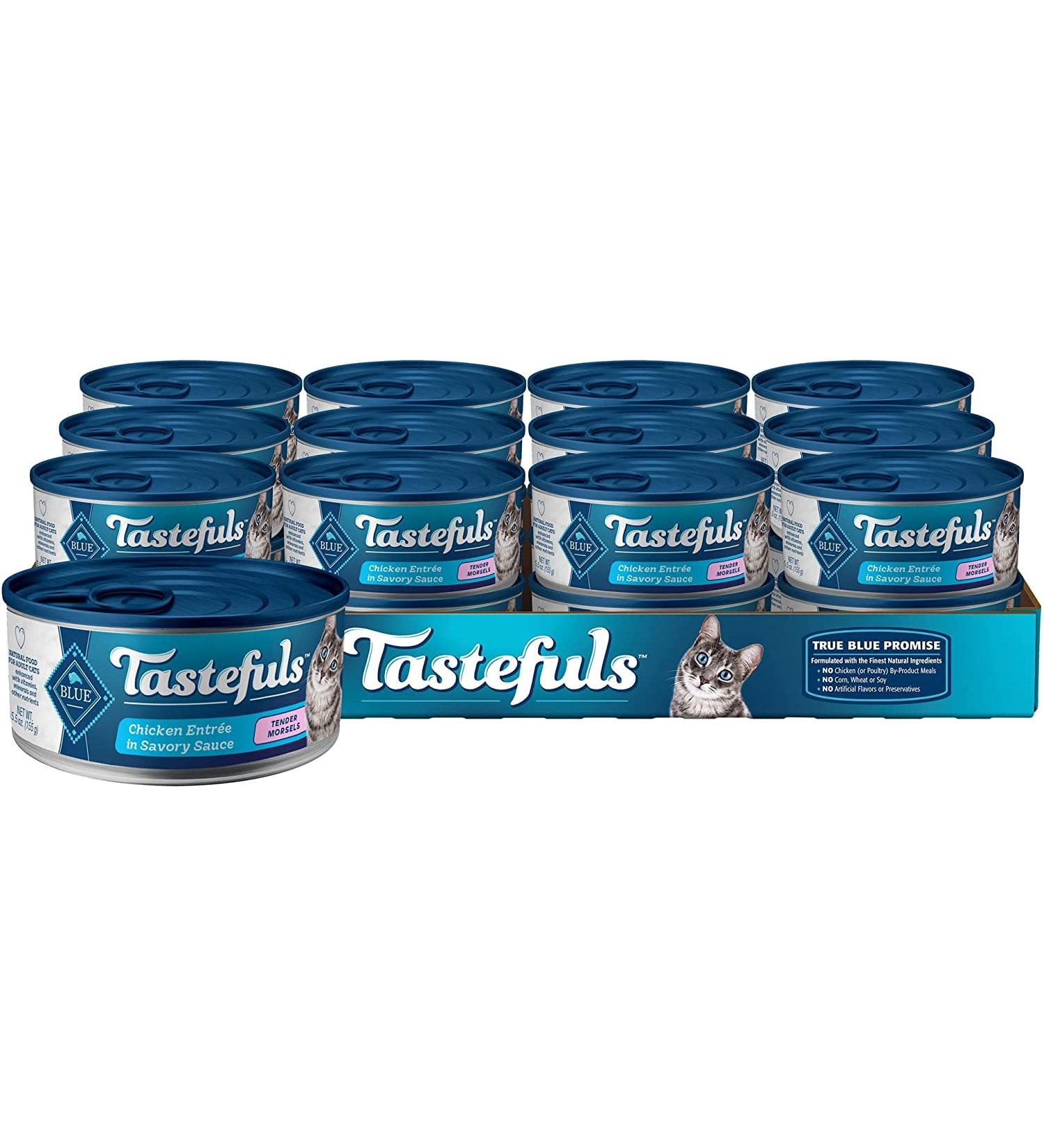 Tastefuls Natural Wet Cat Food Chicken Entr e in Gravy Morsels 5.5 oz - Pack of 24 Large Cans - Pack of 24 Chicken Morsels - Buy Online on GoSupps.com