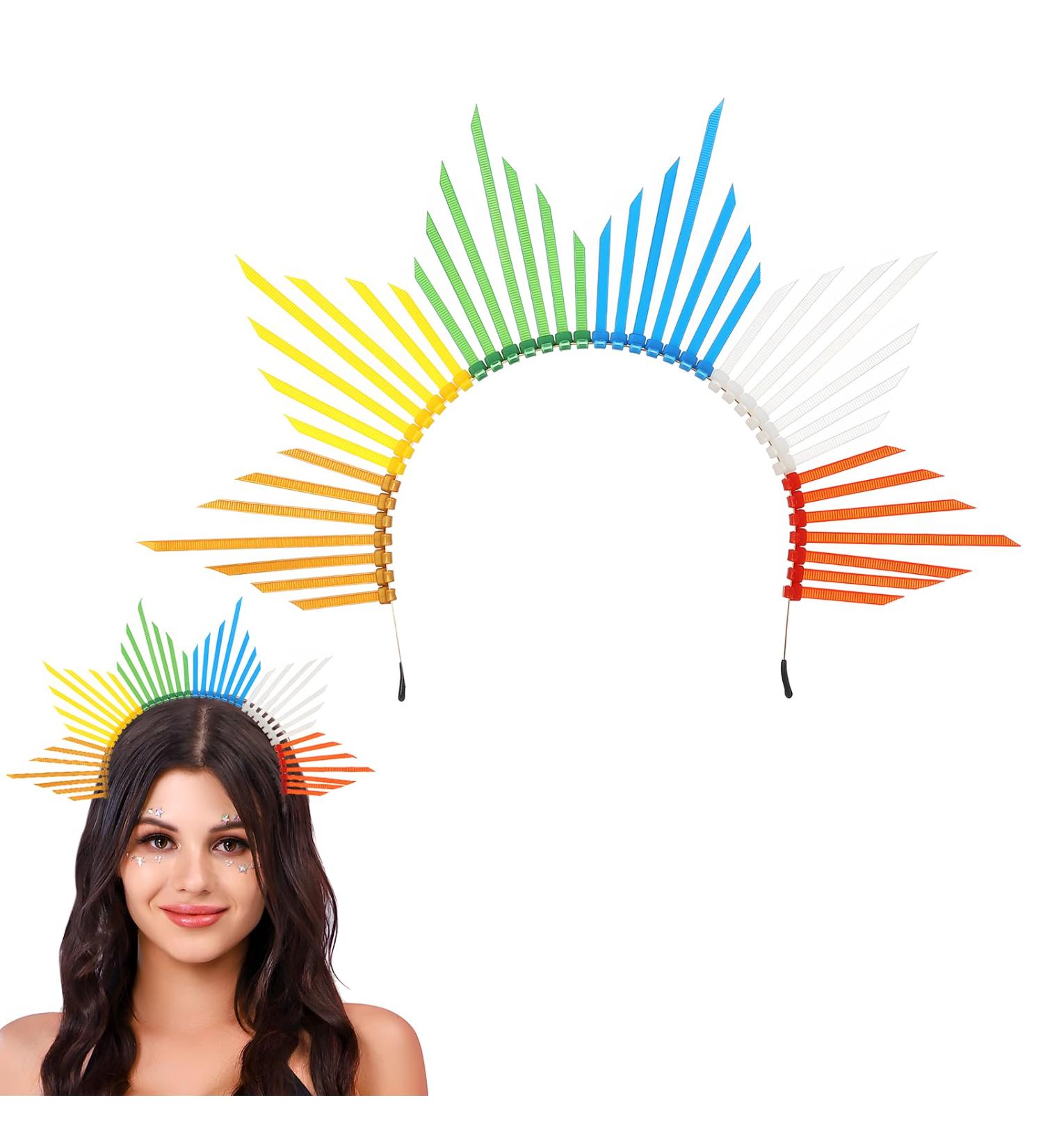 Flayem Carnival Hairhoop Colorful Tie Headband Rainbow Hair Hoop Party Festival Costume Hair Accessories for Women and Girls - Buy Online on GoSupps.com