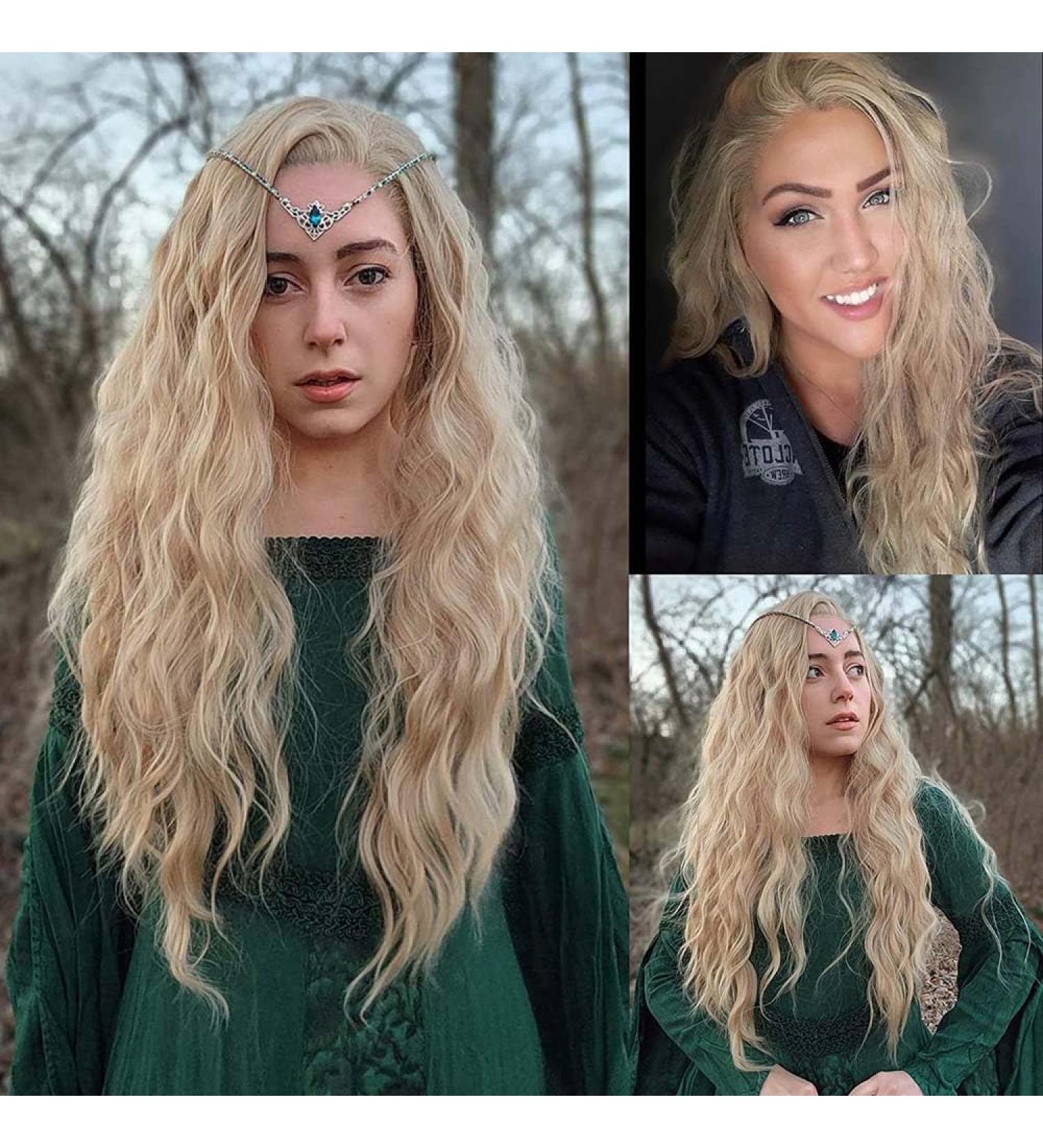 Buy Xiweiya 24# Blonde Lace Front Wig - Long Loose Wave Synthetic Hair for Women | Heat Resistant & International Shipping - Buy Online on GoSupps.com